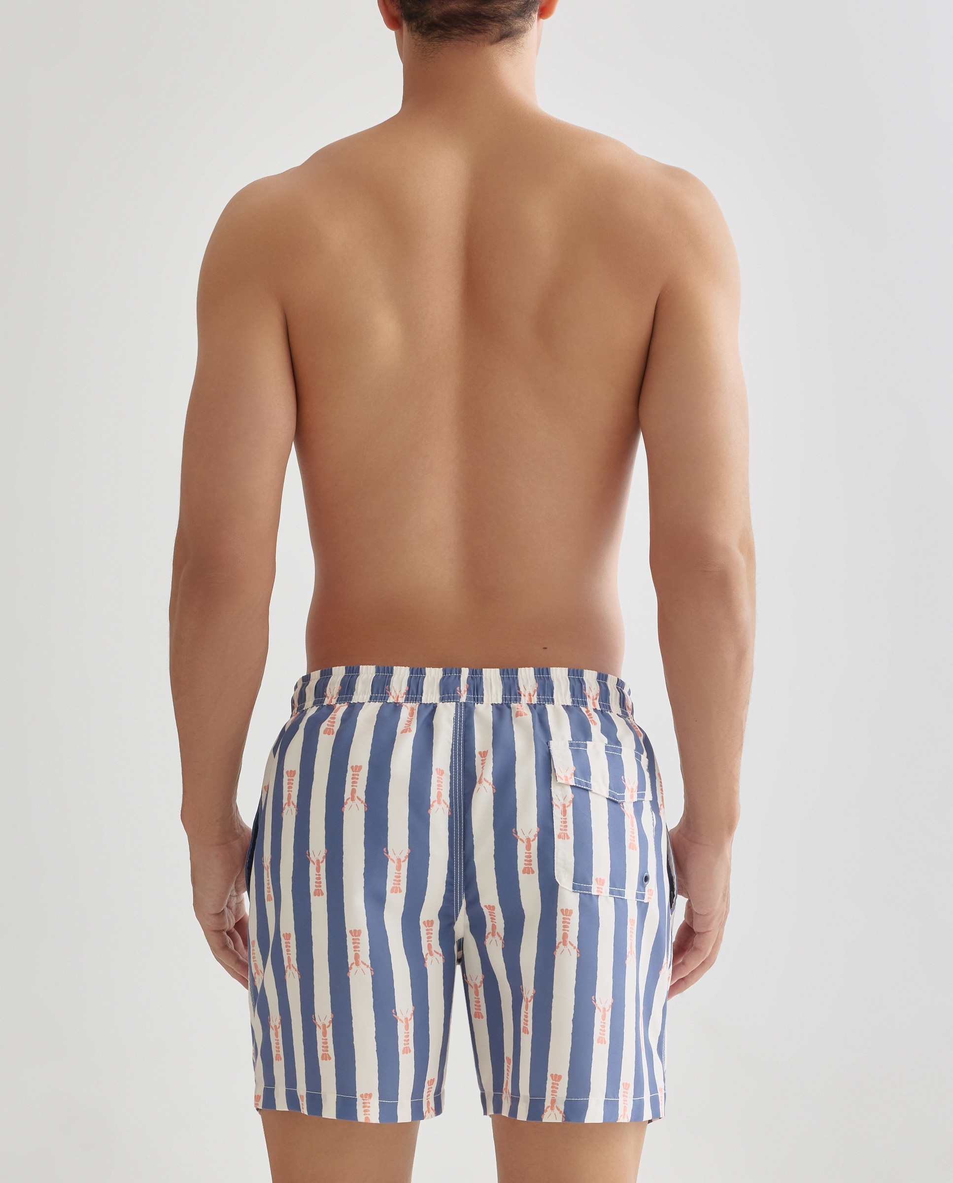 Bañador estampado rayas & langosta hombre 400 Azul-2
