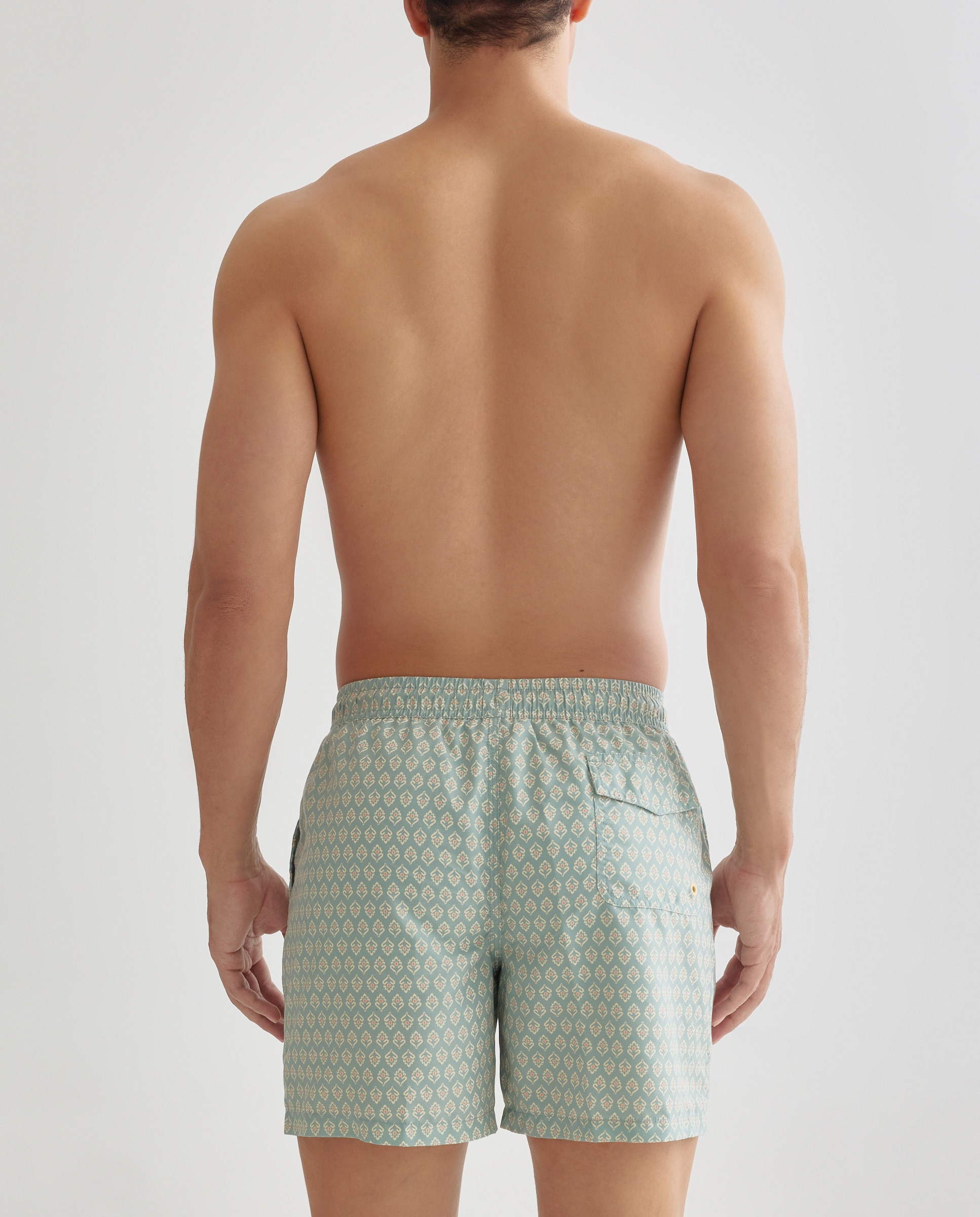 Bañador estampado hojita hombre 510 Verde claro-2