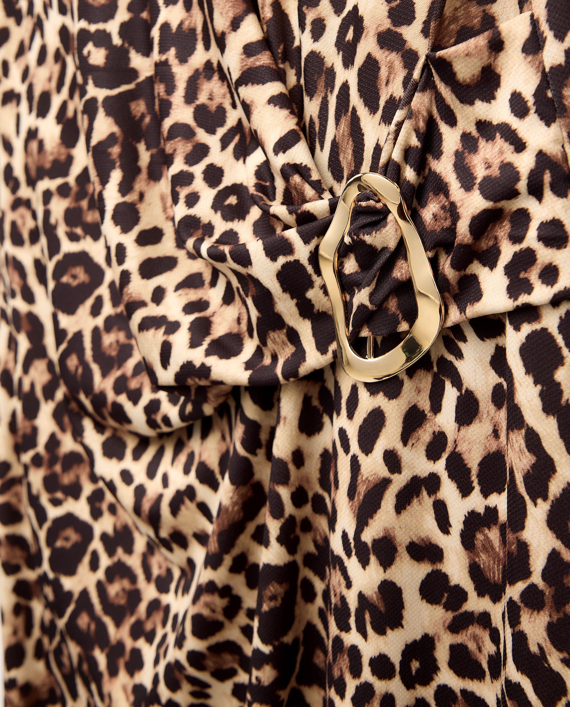 Vestido Comprido Estampado com Manga 3/4 Castanho-5