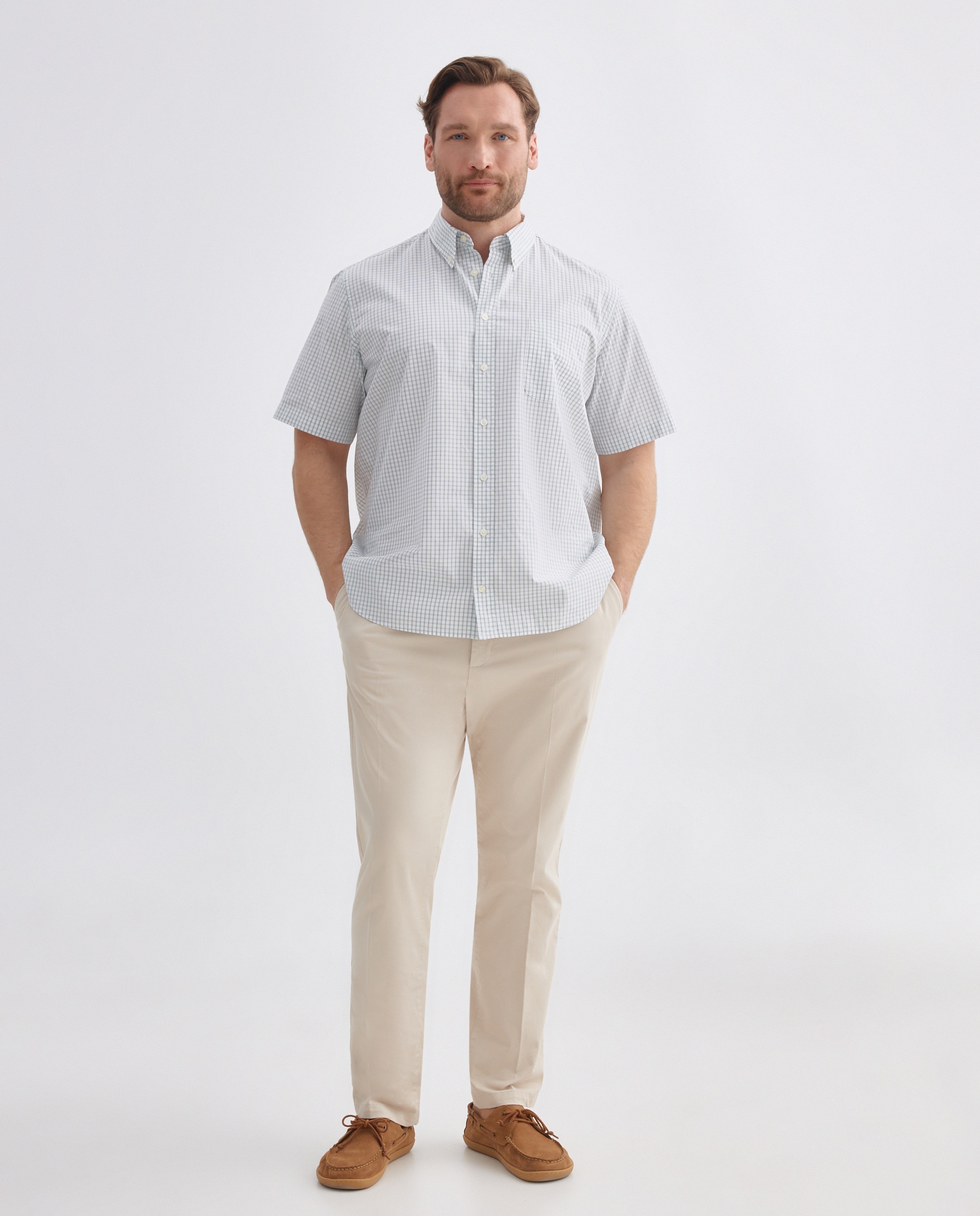 Imagem 0 de Camisa Casual de Popelina com Manga Curta Tamanhos Grandes