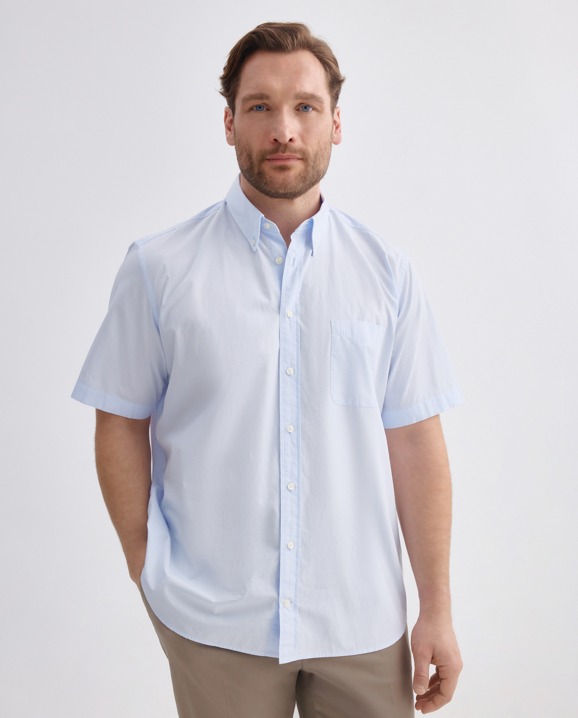 Imagem 0 de Camisa Casual de Popelina com Manga Curta Tamanhos Grandes