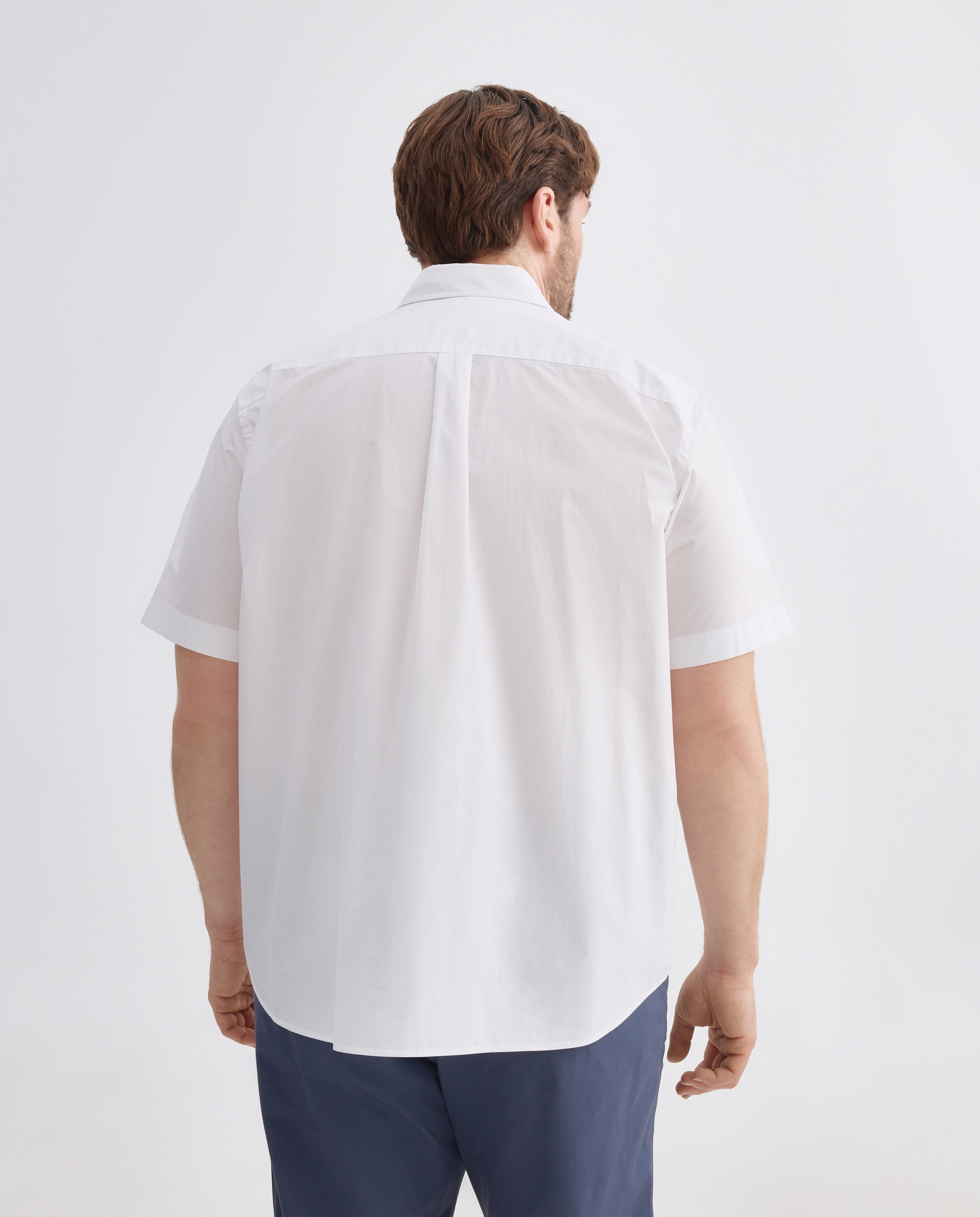 Camisa Casual de Popelina com Manga Curta Tamanhos Grandes Branco-3