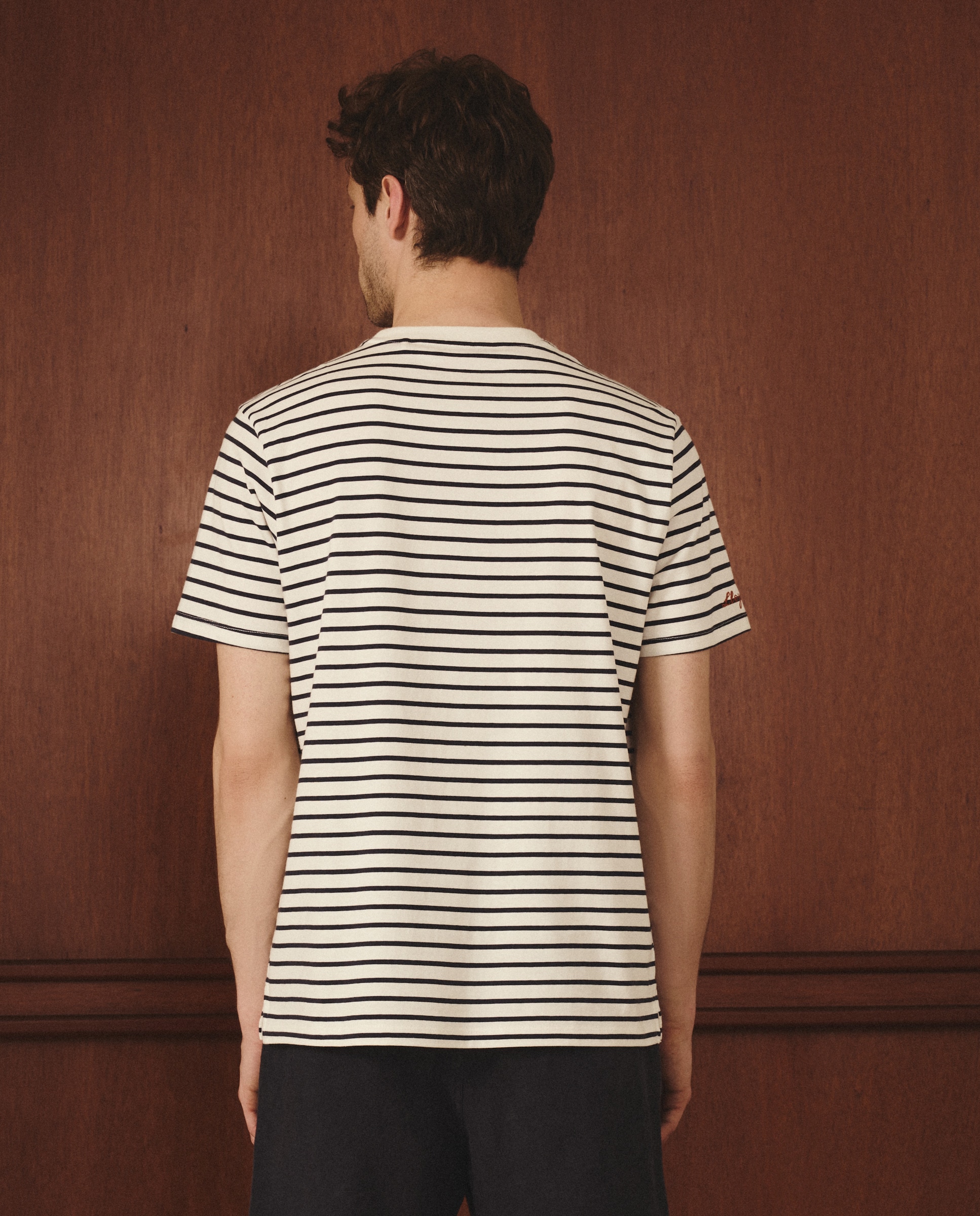 T-shirt às Riscas Azul-3