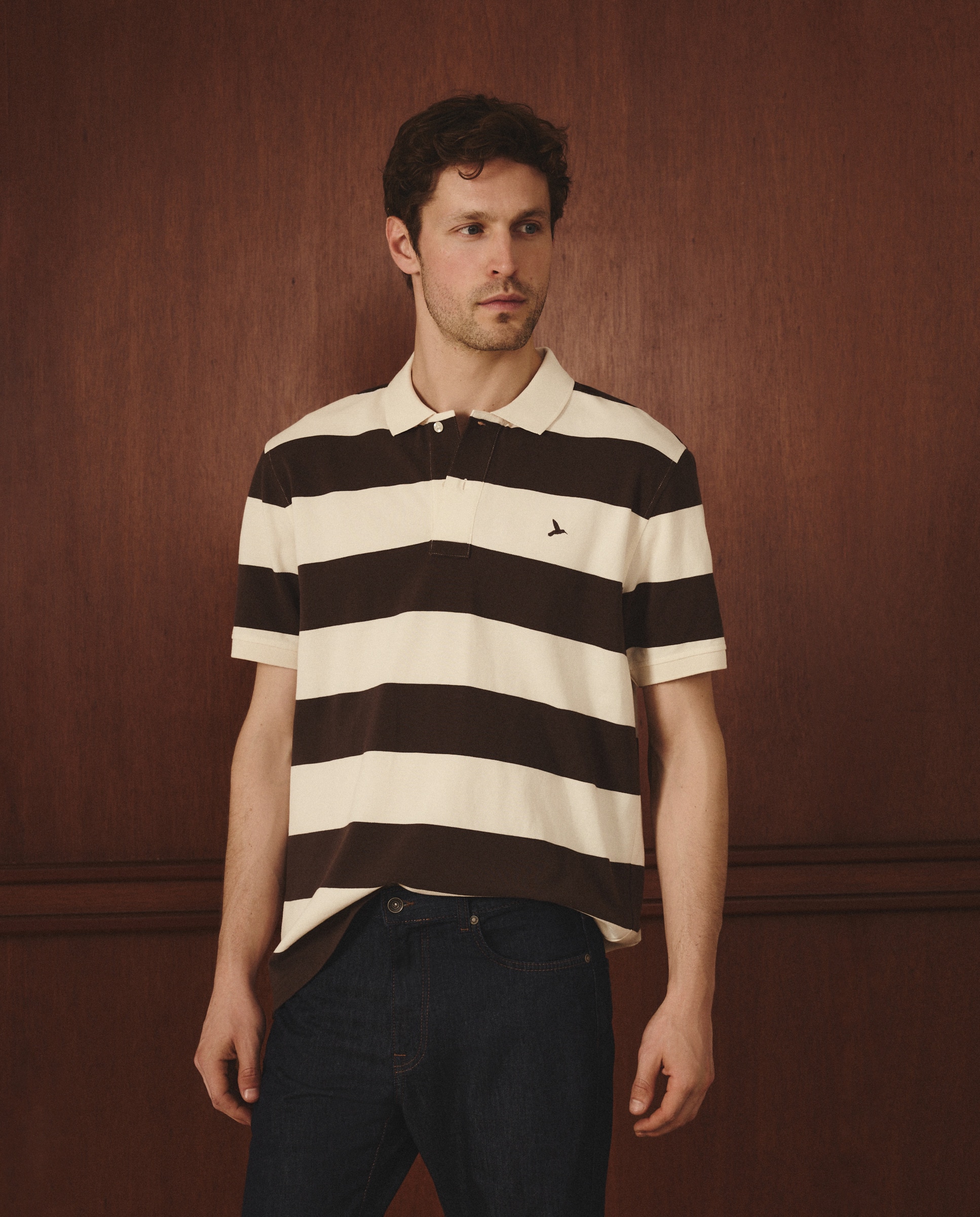 Imagem 0 de Polo Piqué às Riscas com Manga Curta