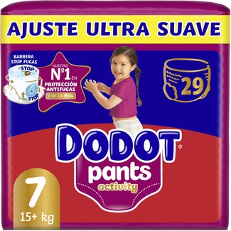Activity Pants pañales 15+ kg talla 7 Extra suave paquete 29 unidades - Dodot