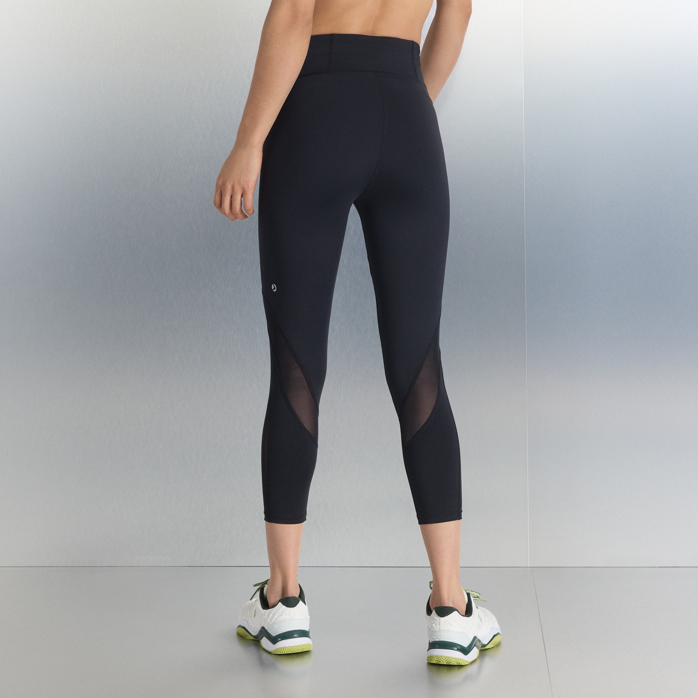 Leggings 7/8 de Training de Mulher com Mesh Preto-3