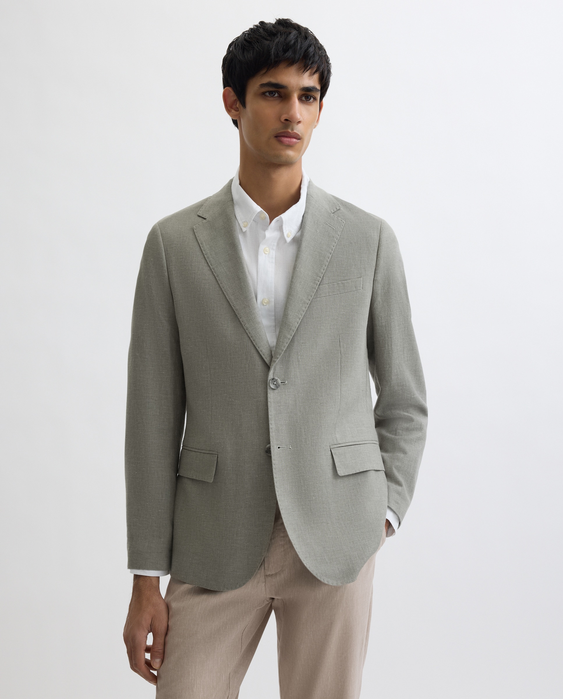 Casaco de Linho Liso Verde-2