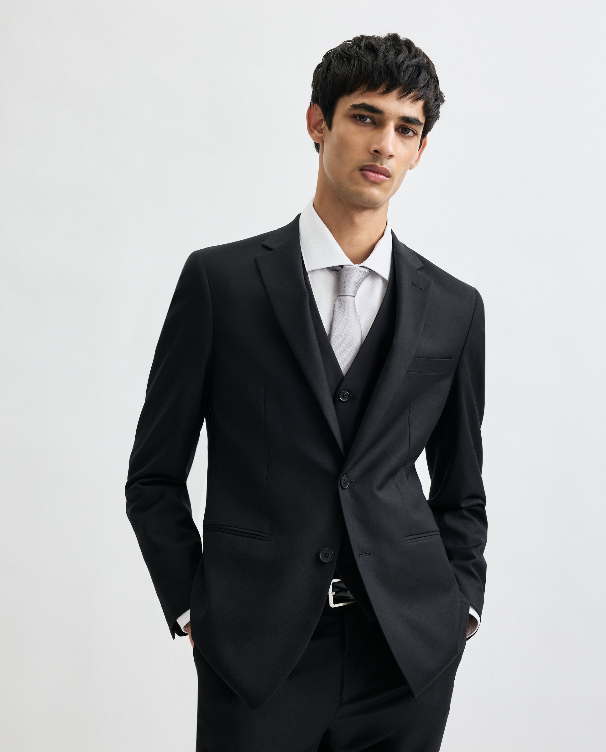 Chaqueta de traje para hombre lisa - Easy Wear - Negro Negro-1