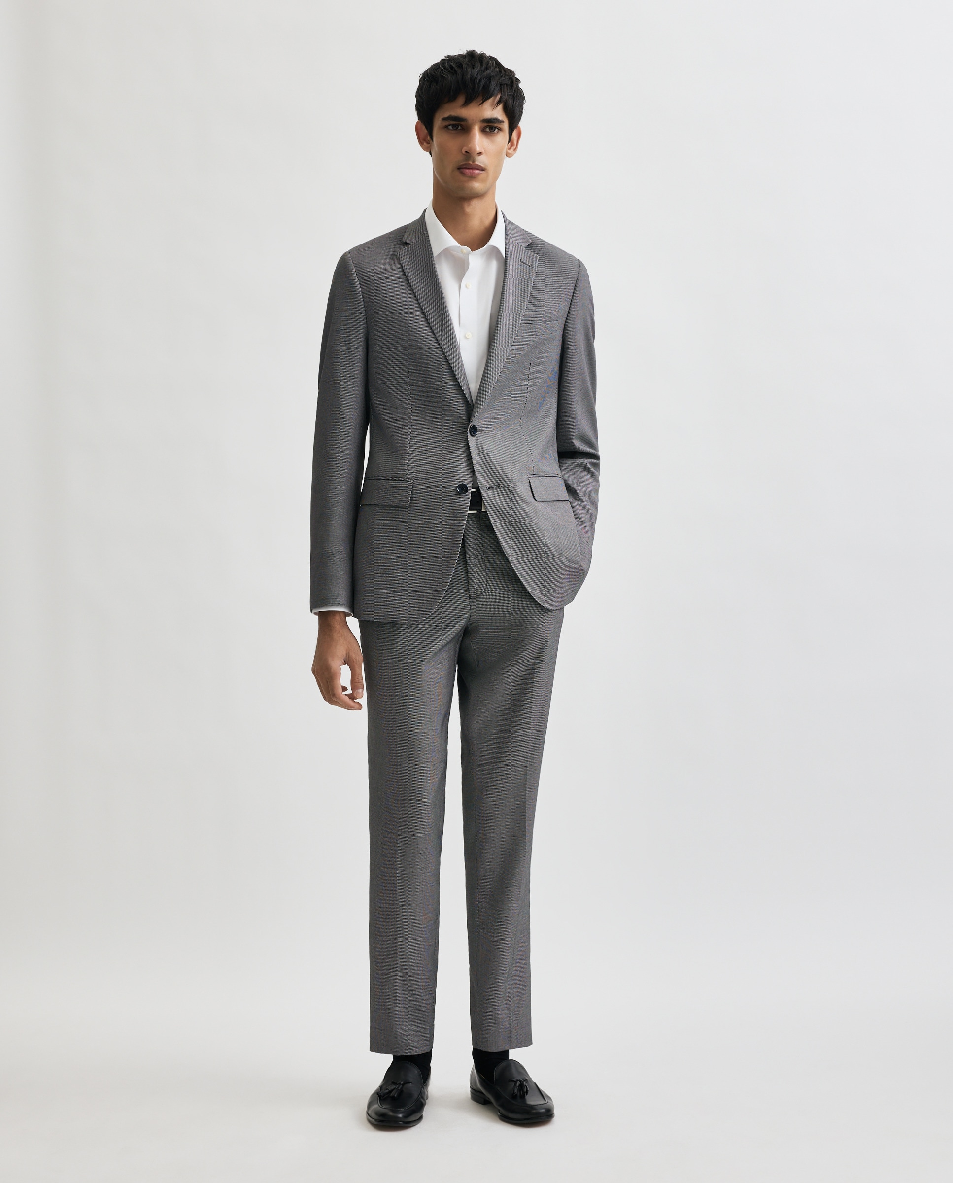 Calças com Estrutura Cinzento-2