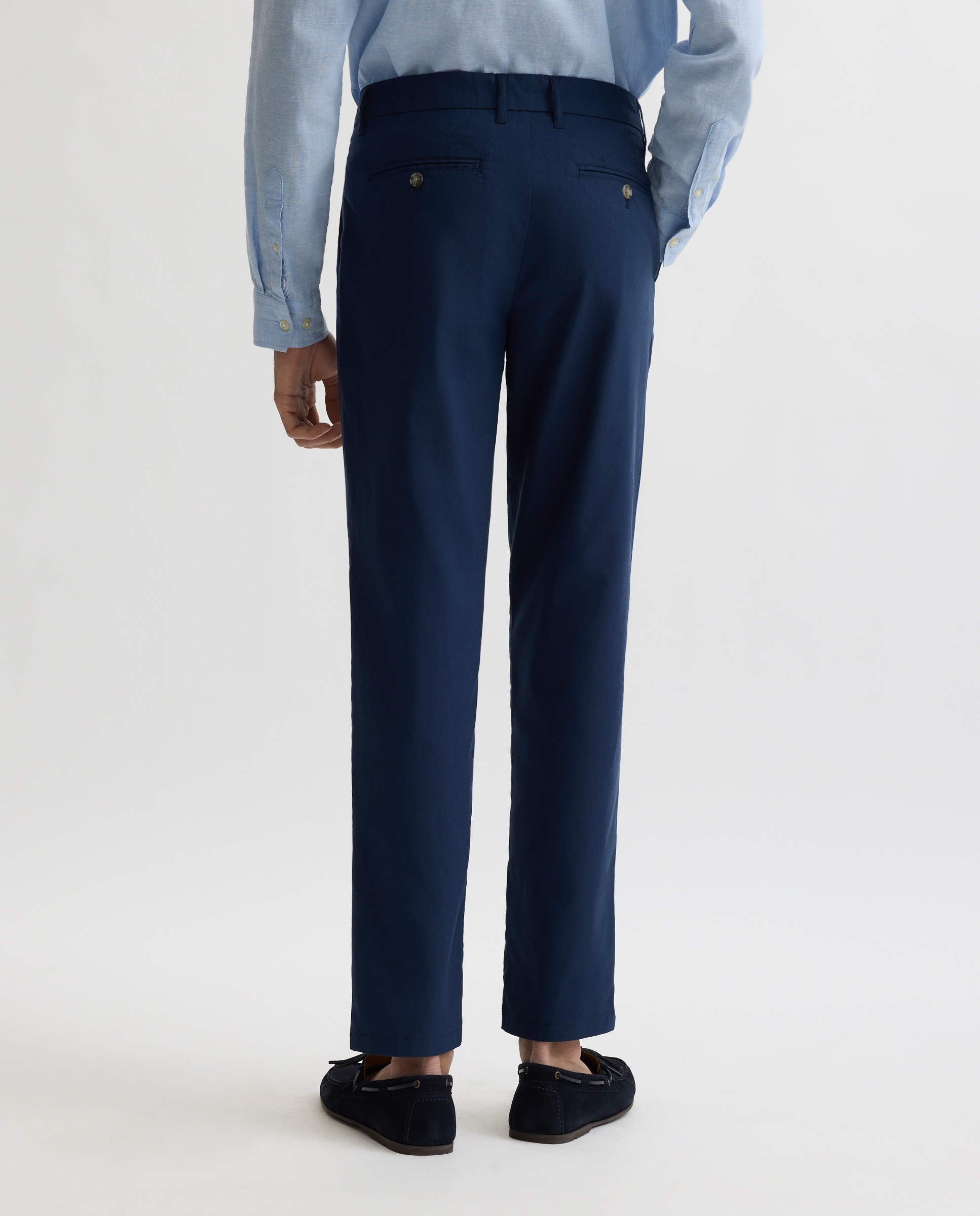 Calças Chino com Pinça Azul-marinho-3