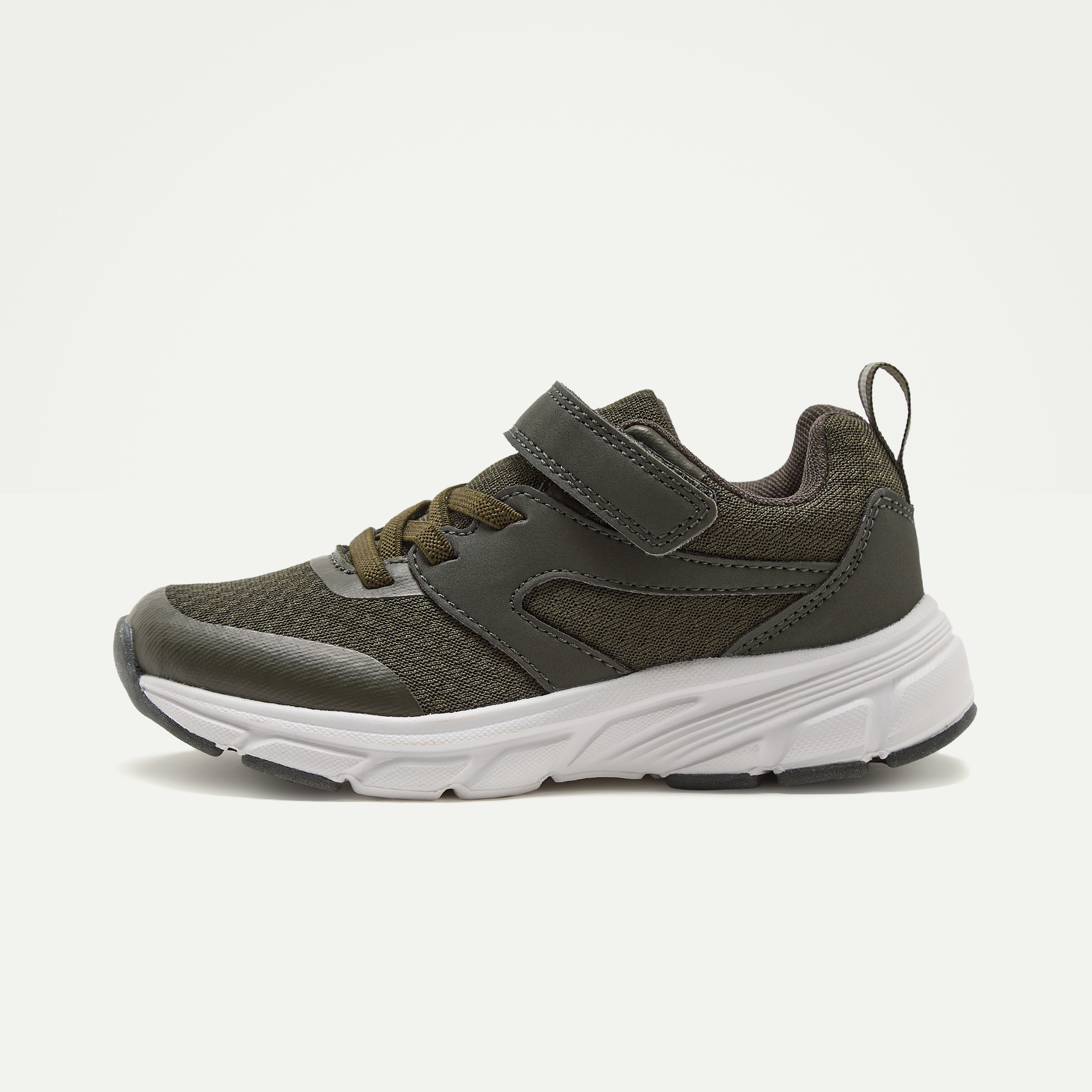 Zapatilla deportiva con velcro y cordones de niño Kaki-3