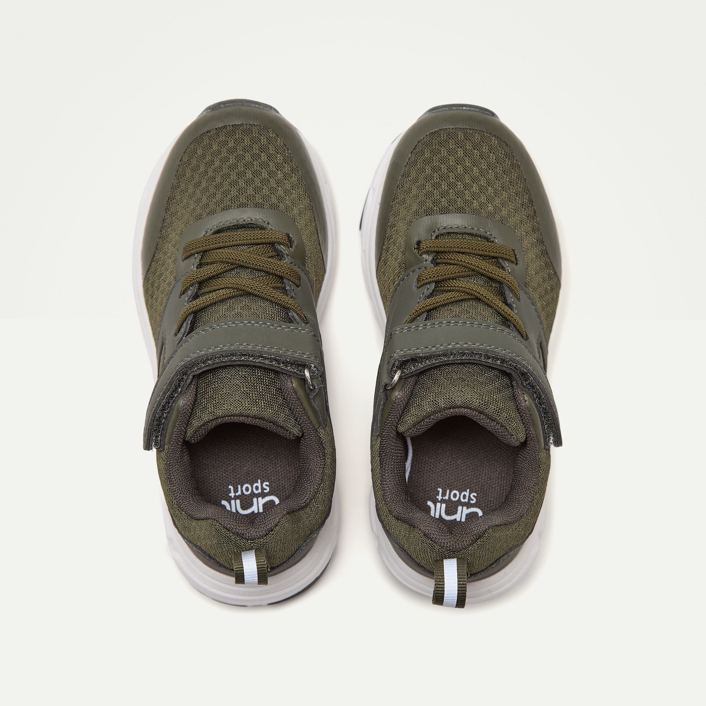 Zapatilla deportiva con velcro y cordones de niño Kaki-4