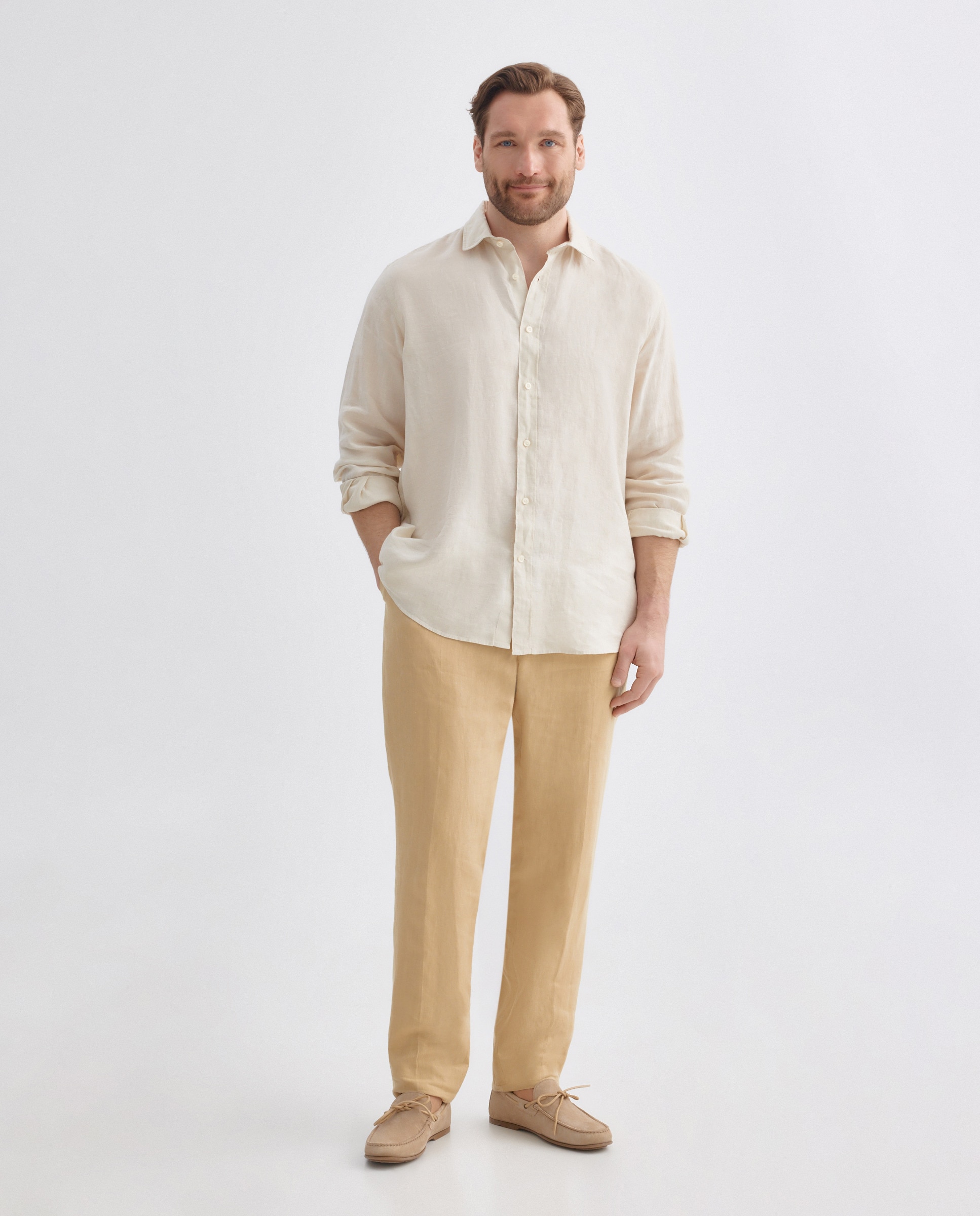 Imagem 0 de Camisa de Linho Lisa com Manga Comprida