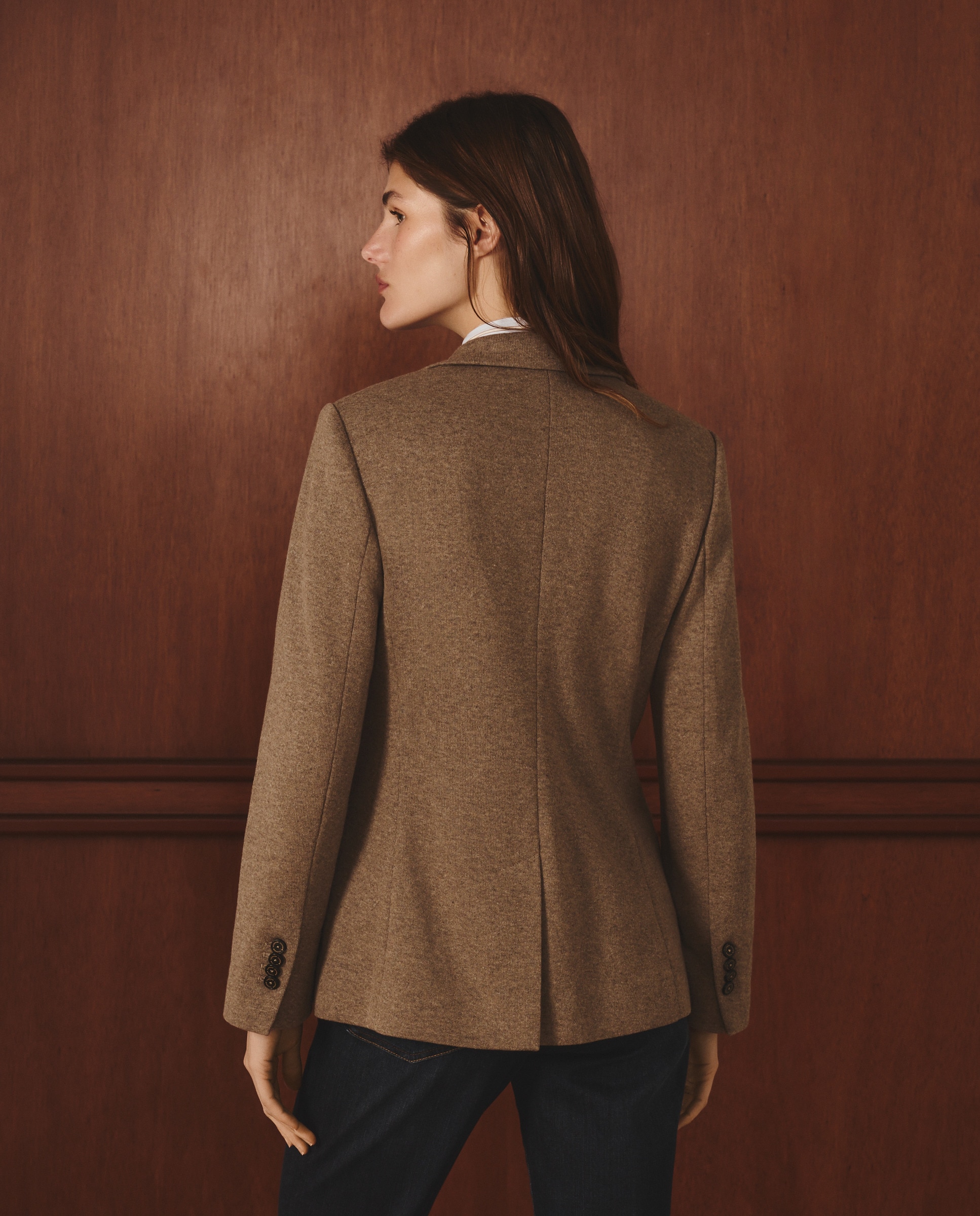 Casaco de Malha Cintado Vison Claro-3