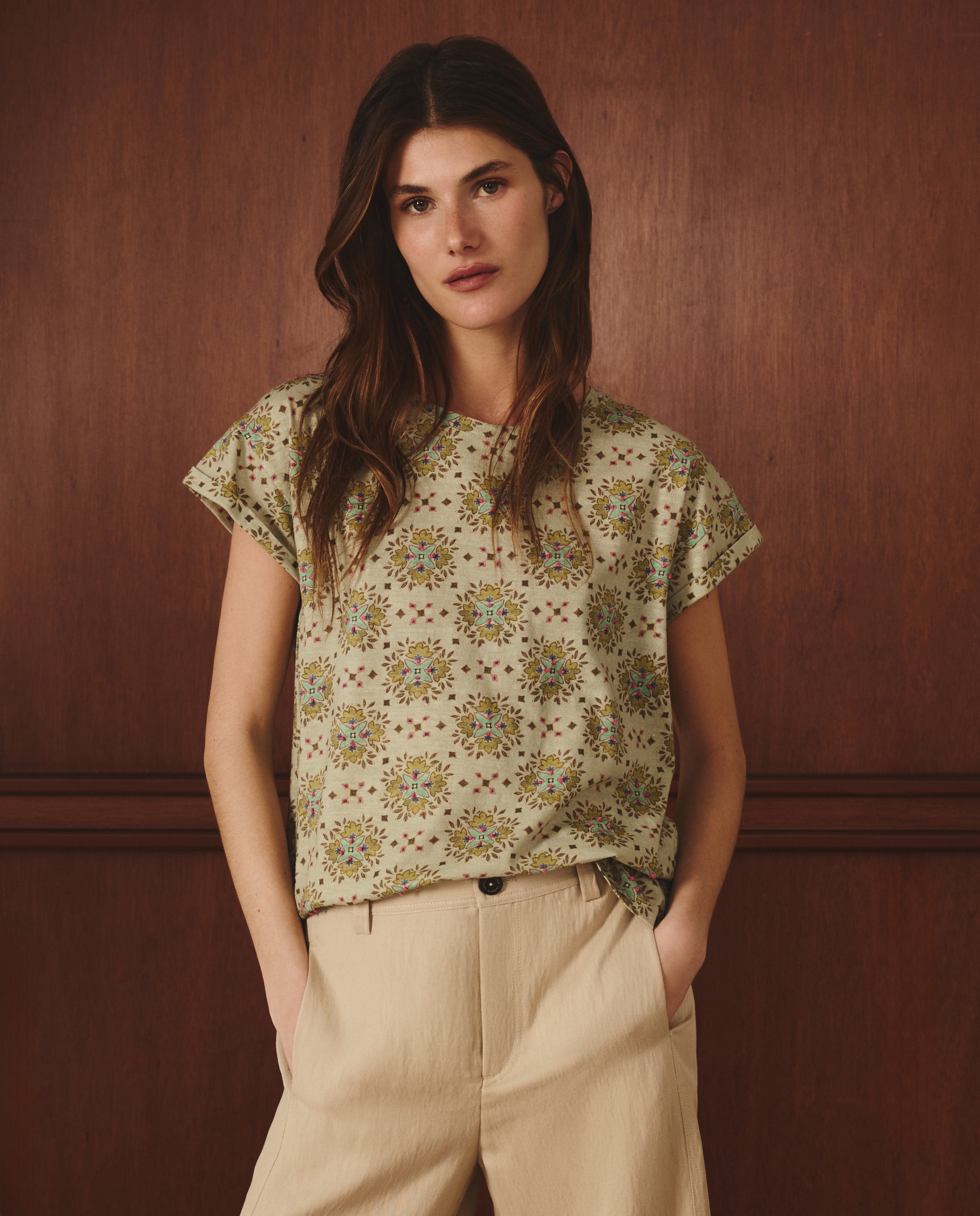 Imagem 0 de T-shirt de Manga Curta com Estampado Geométrico