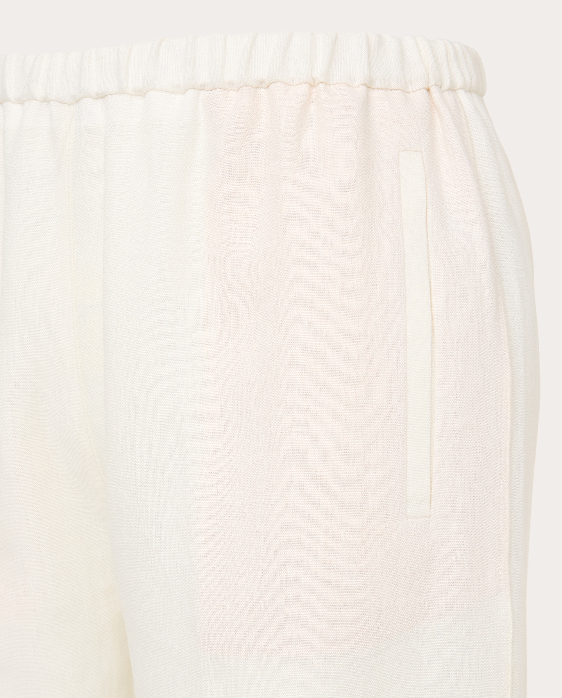 Calças Regular de Linho Branco-marfim-3