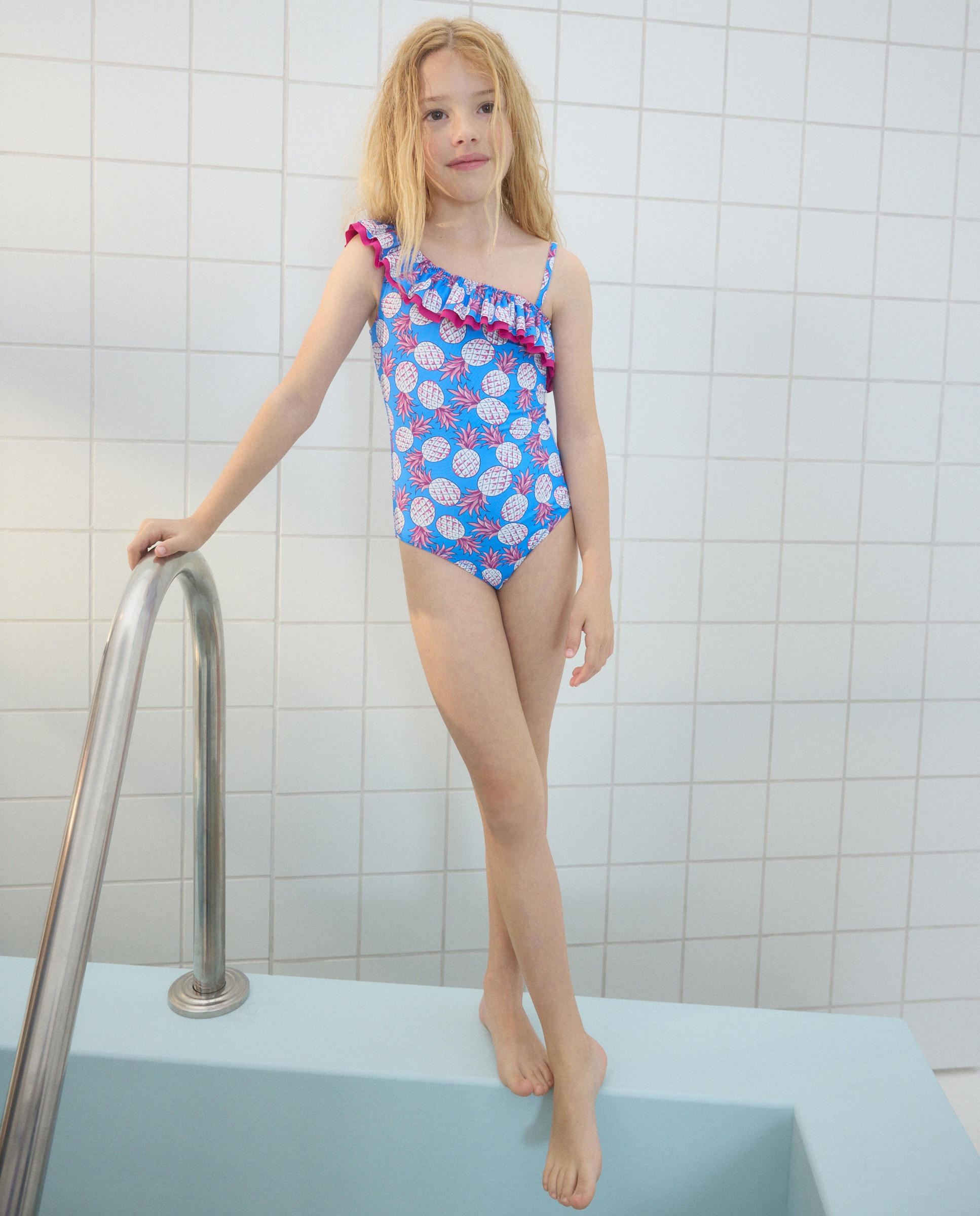 Fato de Banho Assimétrico com Estampado de Ananases Kids El Corte Inglés Azul-1