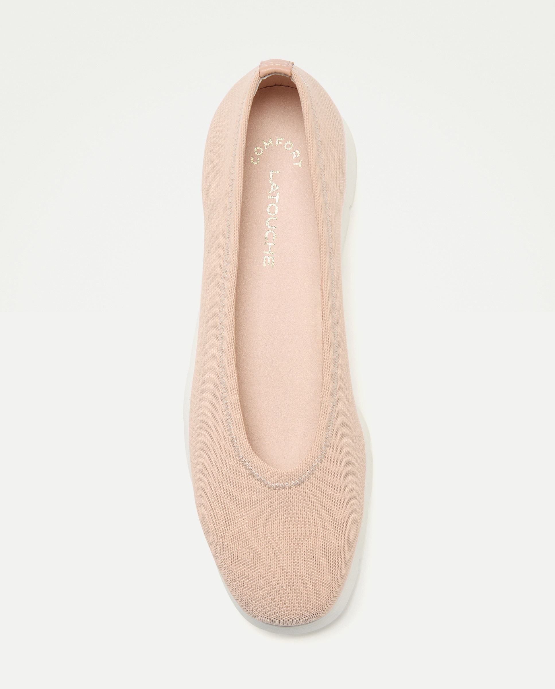 Sapatos Rasos de Licra Bege-4