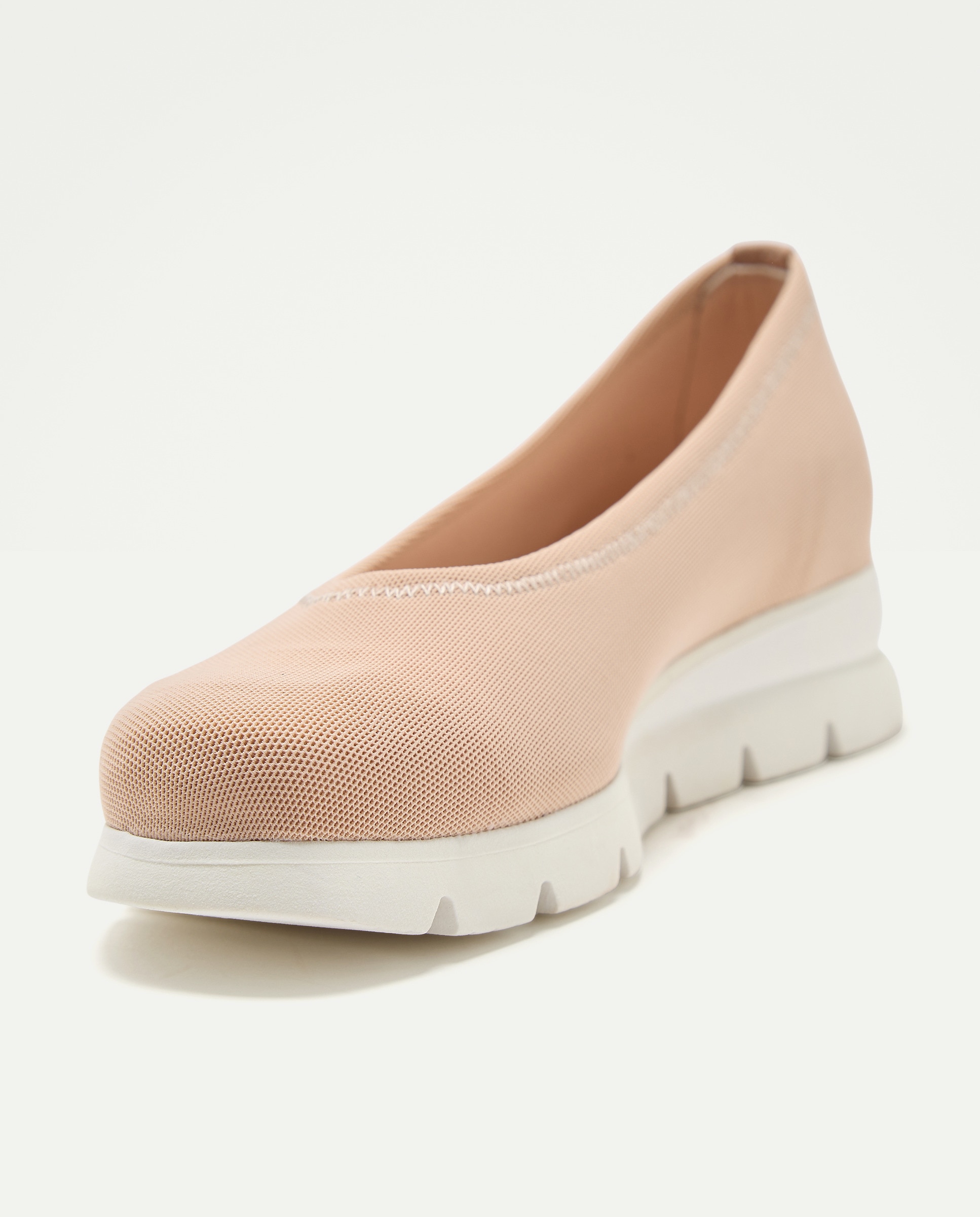 Sapatos Rasos de Licra Bege-5