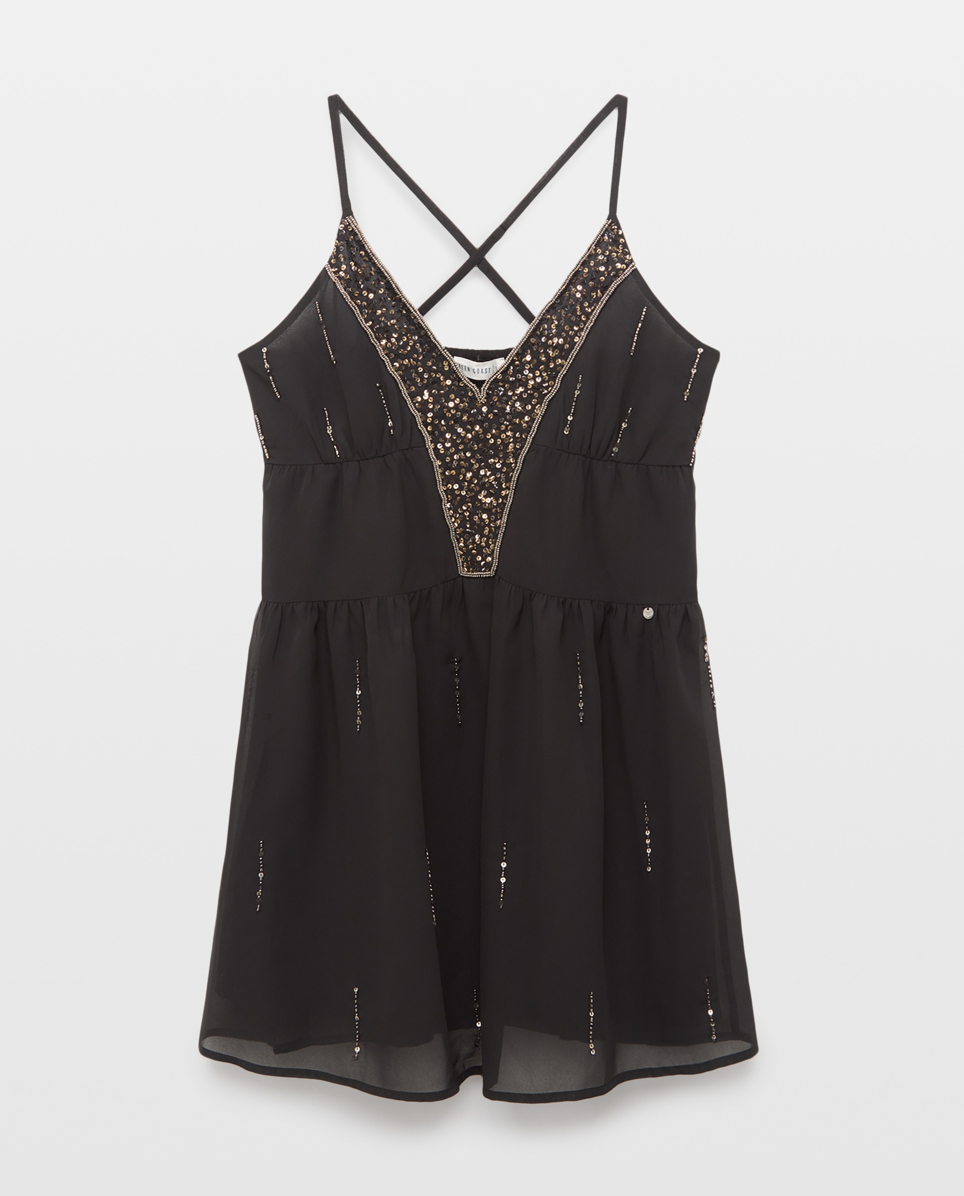 Vestido Curto com Lantejoulas Preto-4