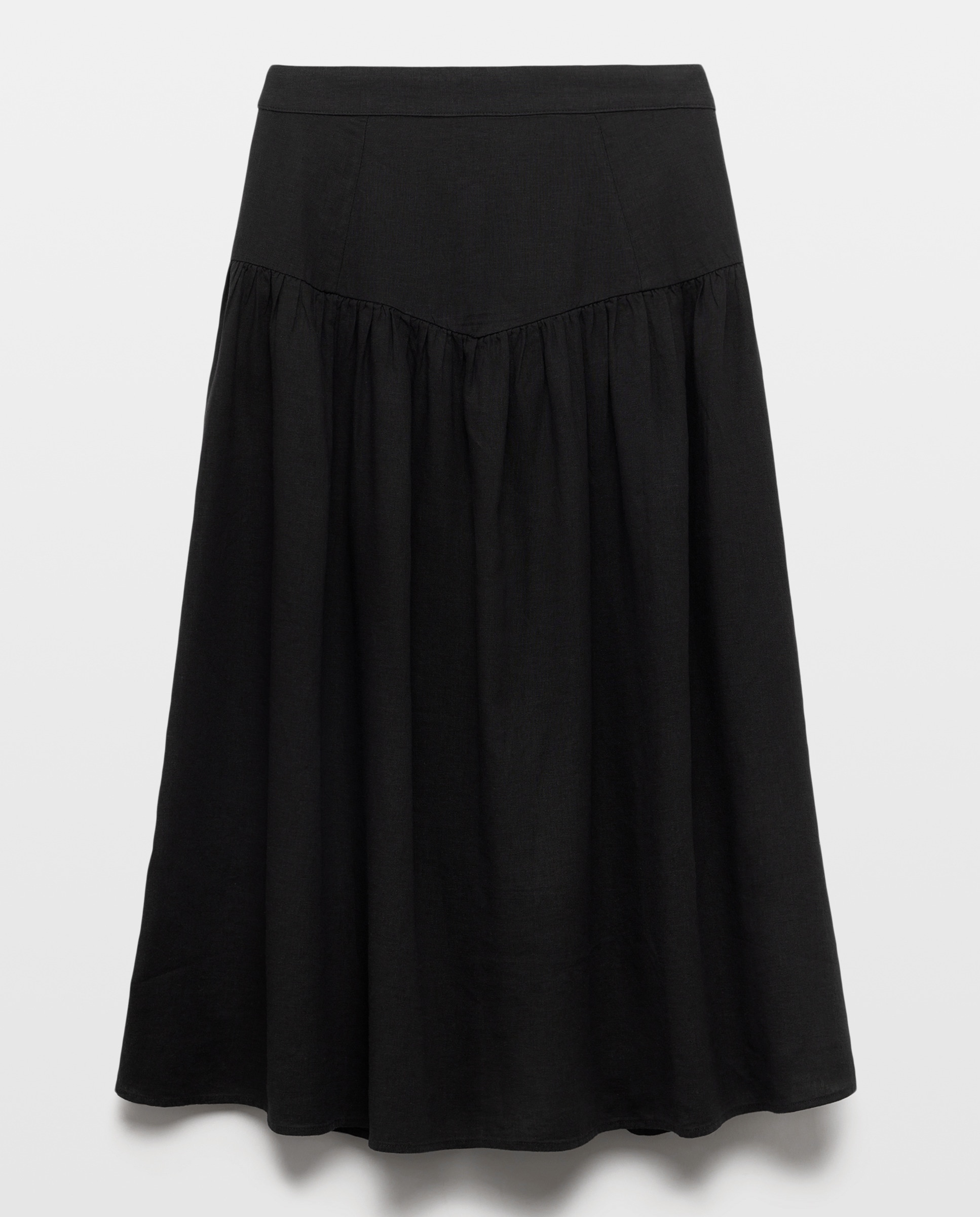 Saia Midi de Linho Preto-4
