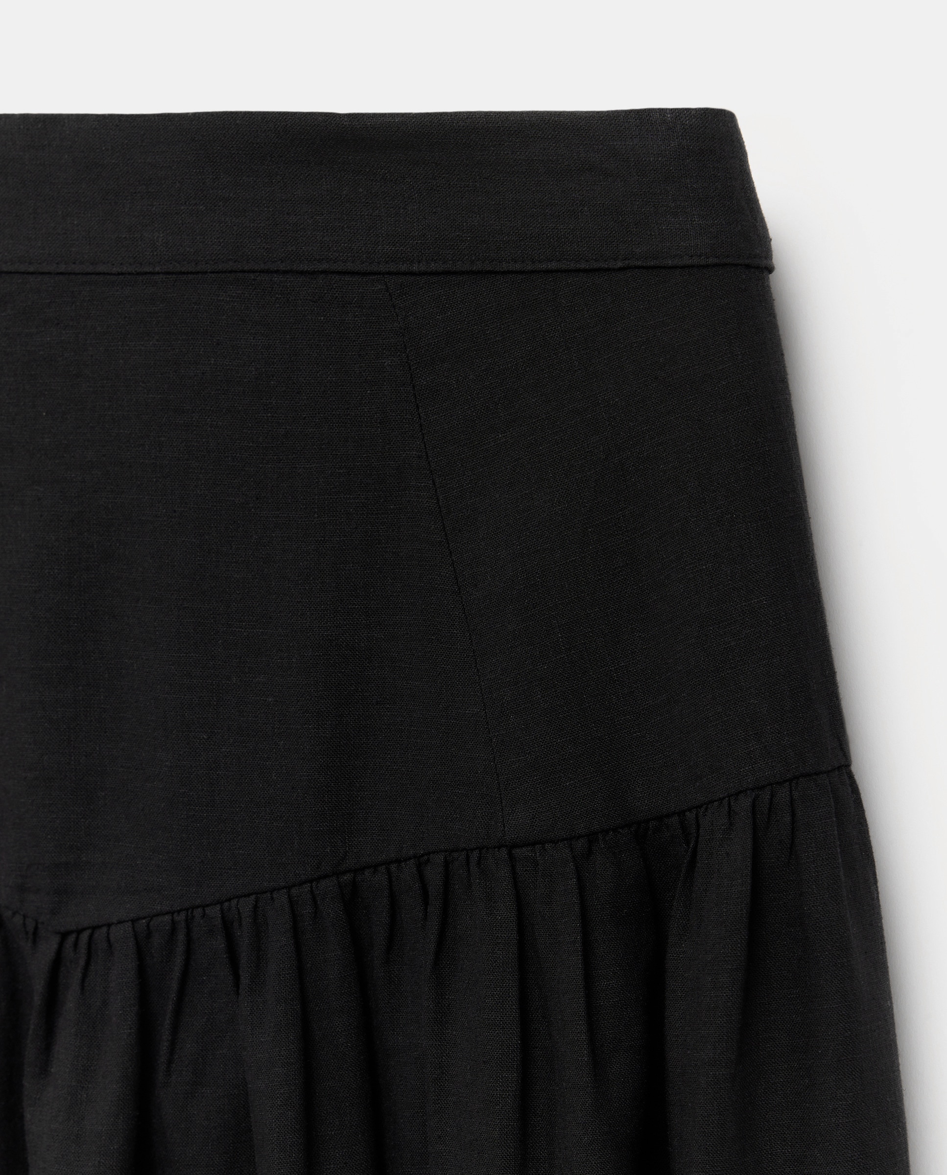 Saia Midi de Linho Preto-5