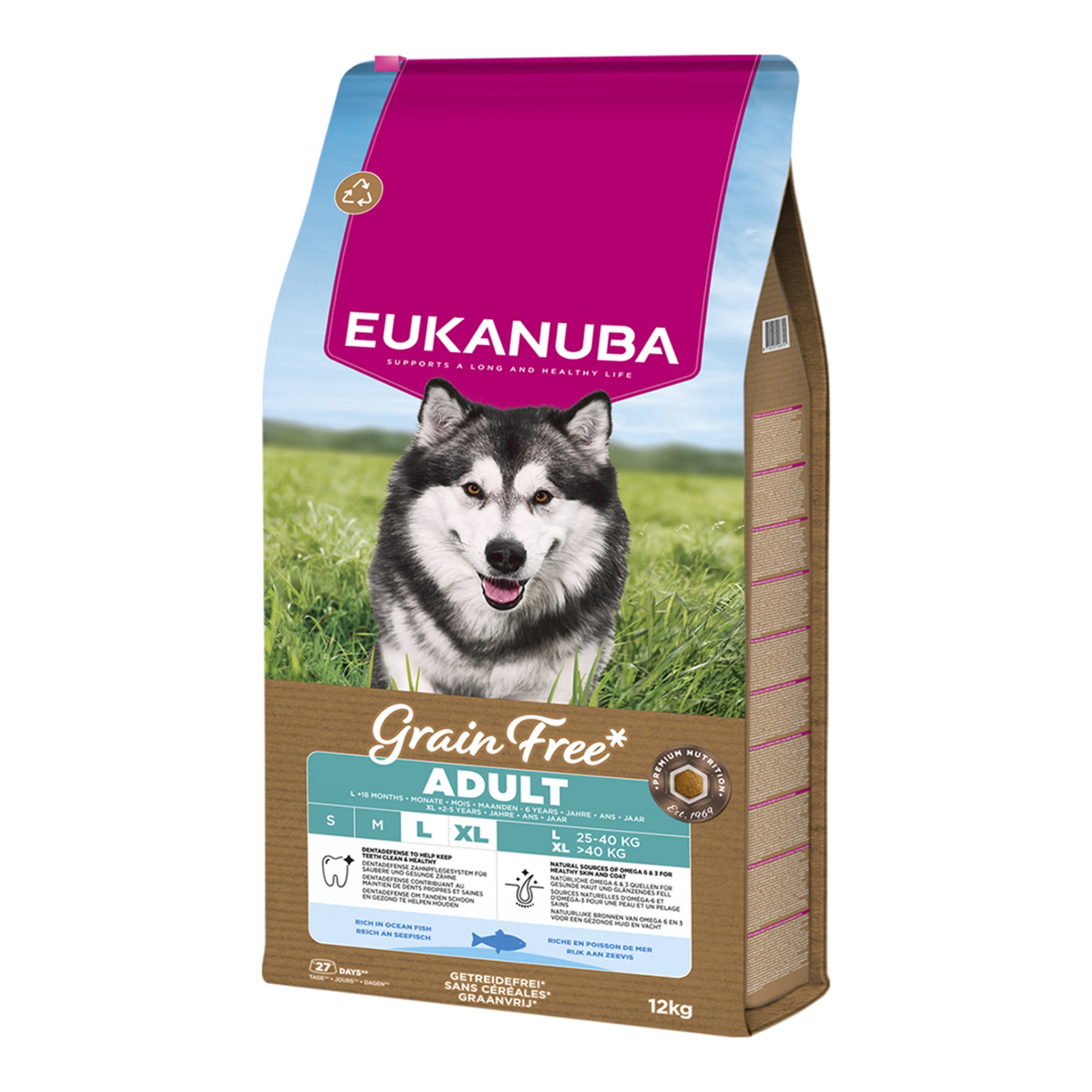 Imagen 0 de Pienso para perros adultos grandes y gigantes Eukanuba pescado azul grain free 12 kg
