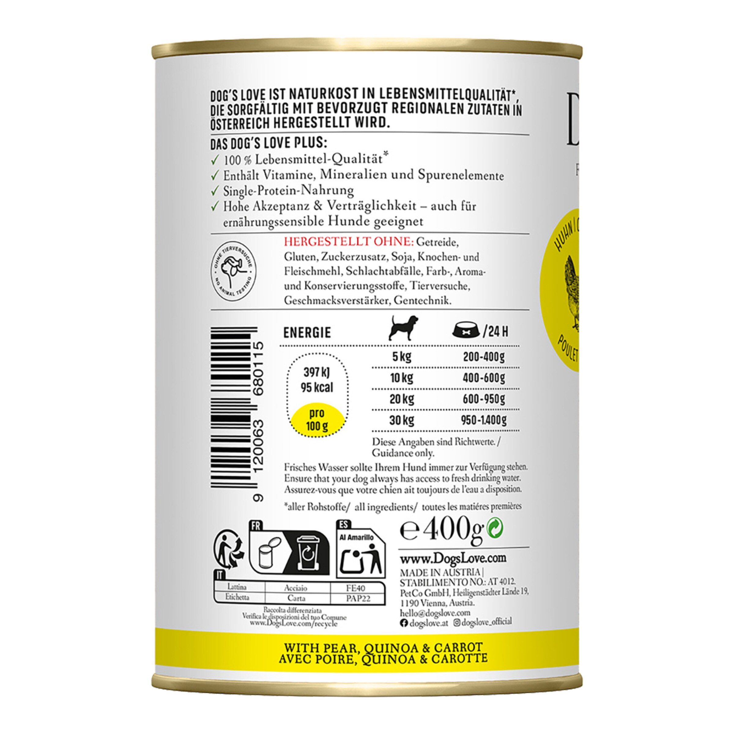 Comida húmeda para perros adultos Dog's Love pollo sin cereales 400 g 2