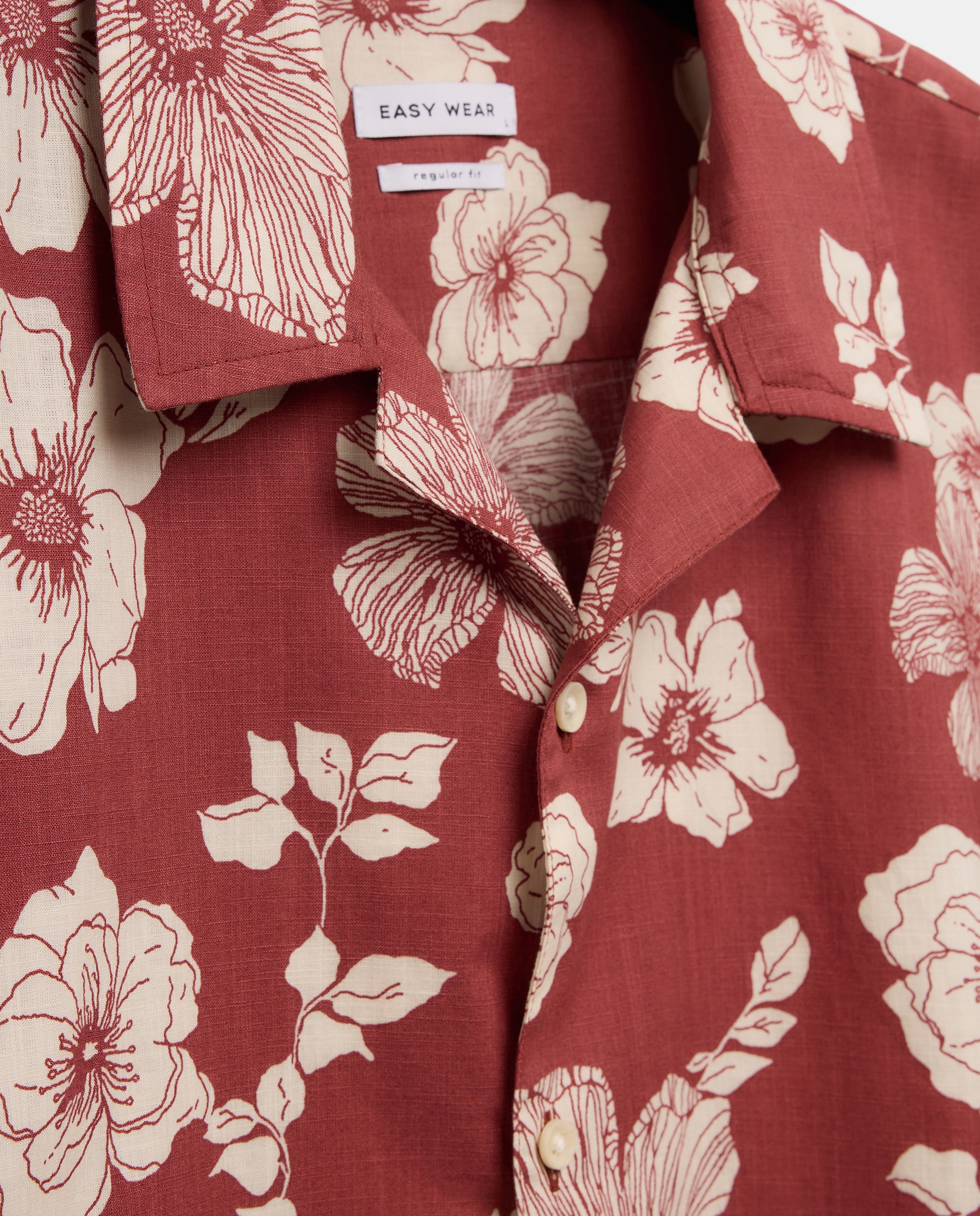 Camisa Bowling com Manga Curta e Estampado Floral 770 Terracota-5
