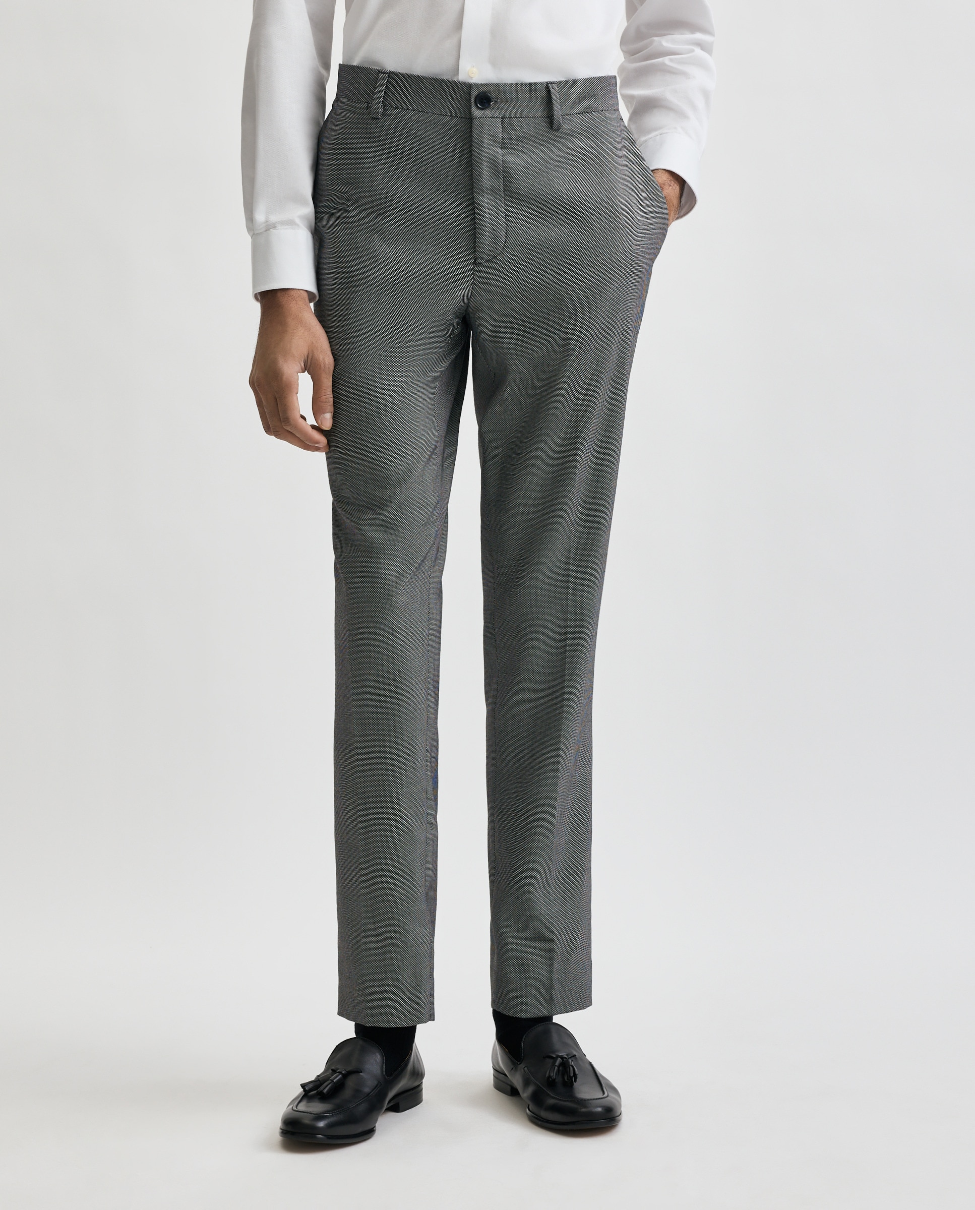 Calças com Estrutura Cinzento-1