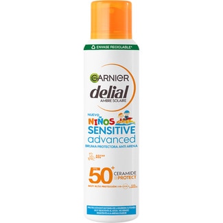 Sensitive Advanced bruma solar niños ceramide protect SPF-50+ spray 150 ml muy resistente al agua, no graso y resistente a la arena y sudor - Delial