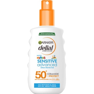 Sensitive Advanced protector solar niños ceramide protect SPF-50+ spray 150 ml muy resistente al agua, anti sal, resistente a la arena y sudor - Delial