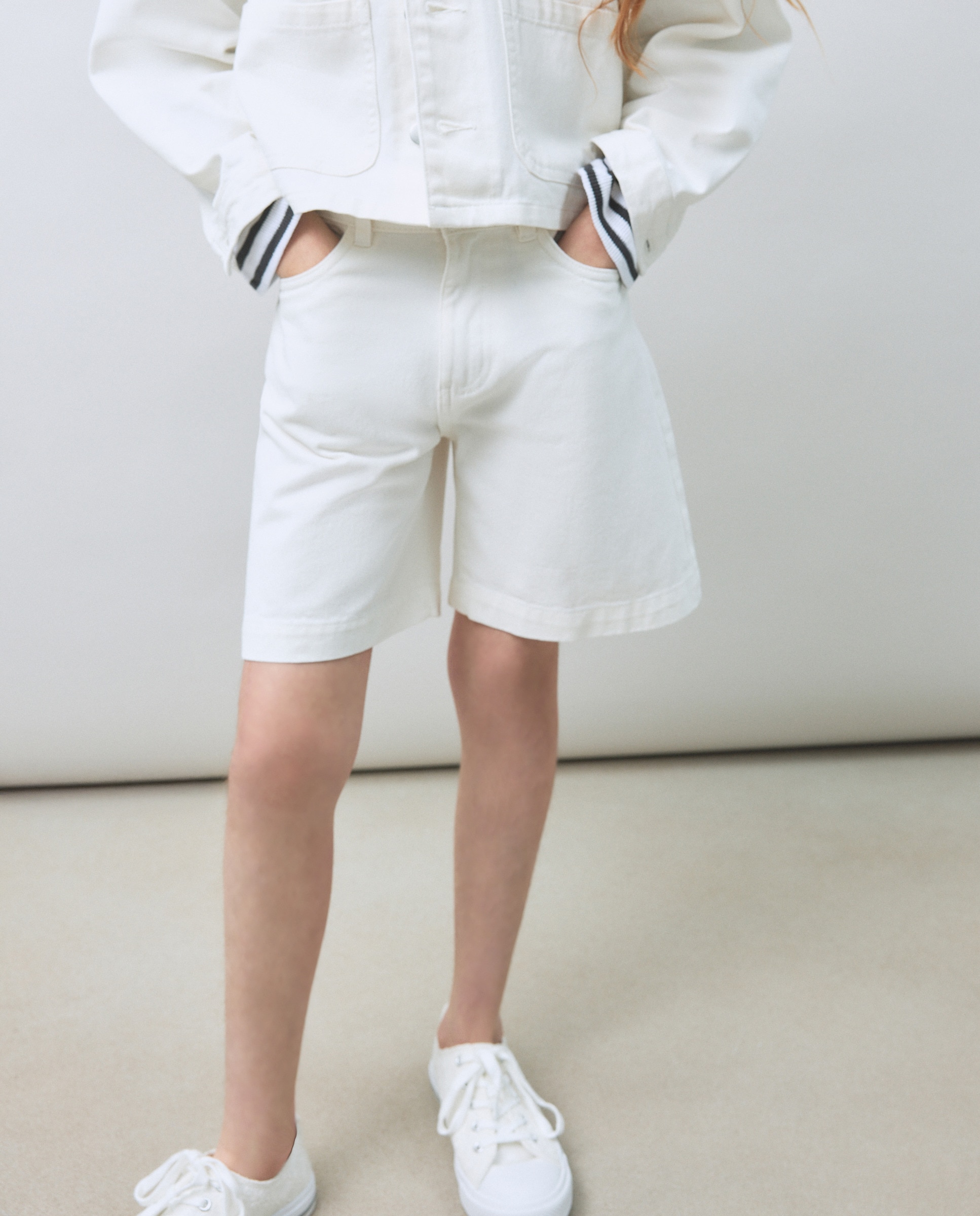 Bermudas Compridas de Ganga Kids El Corte Inglés Branco-marfim-3