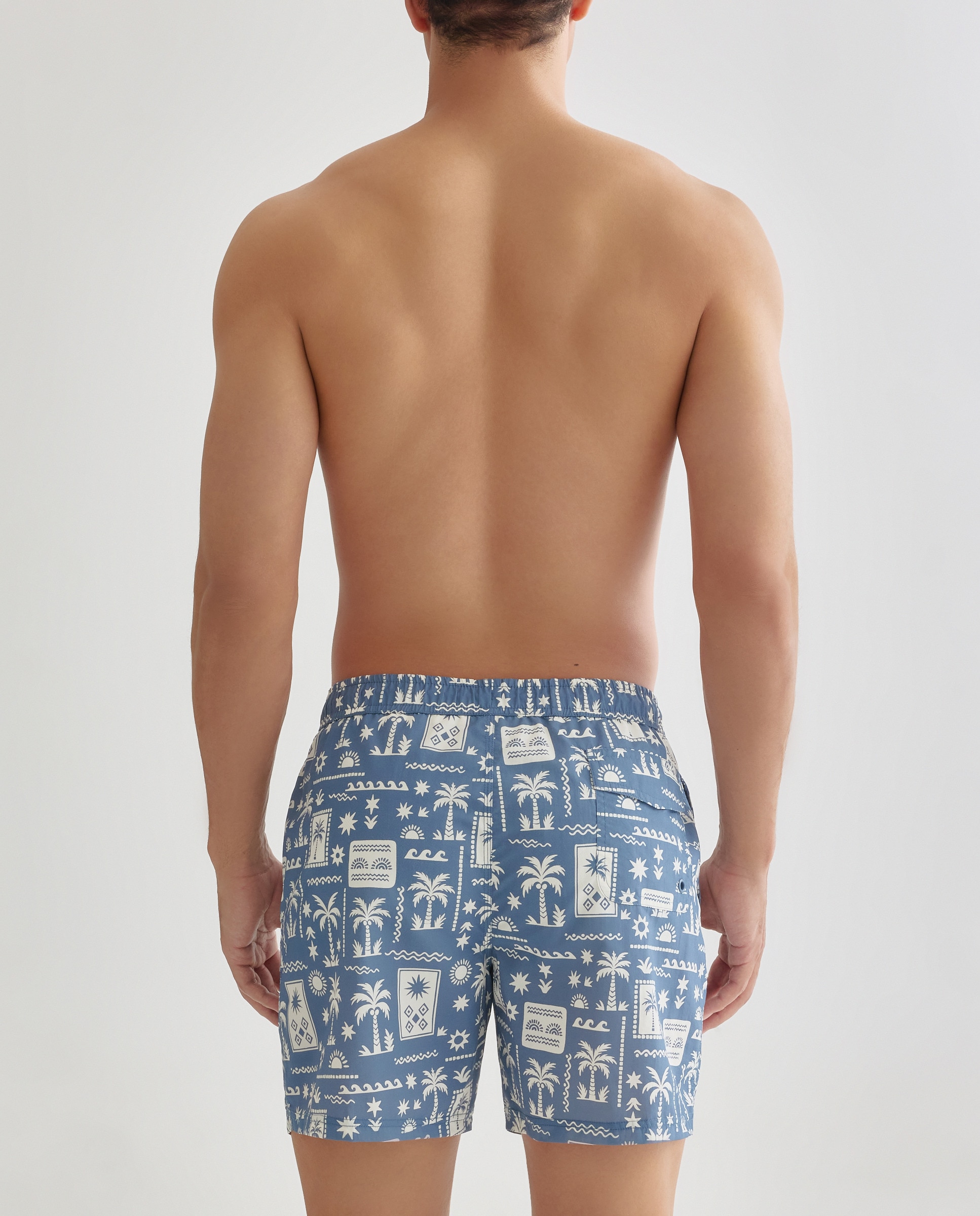 Bañador estampado palmeras hombre 400 Azul-2