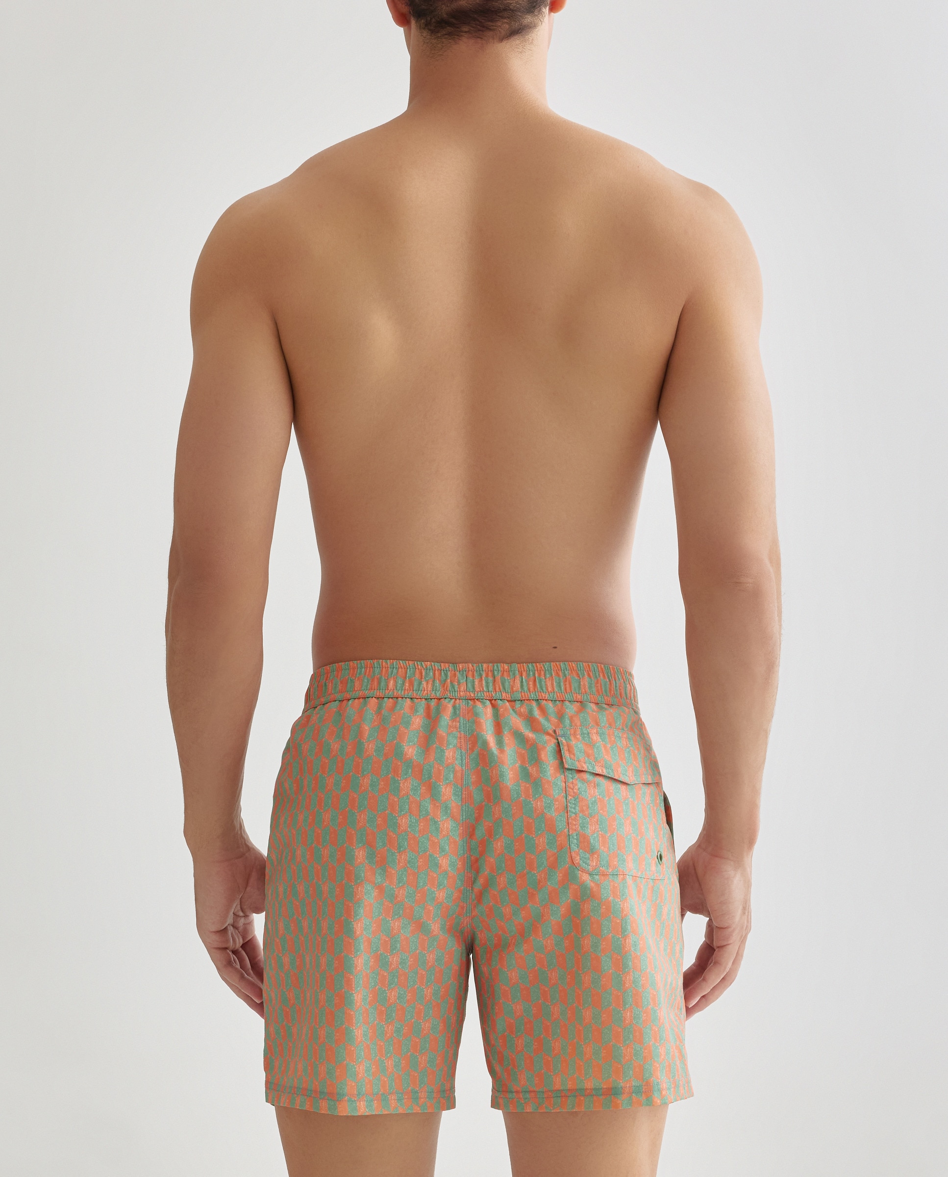 Bañador estampado geometrico hombre 500 VERDE-2