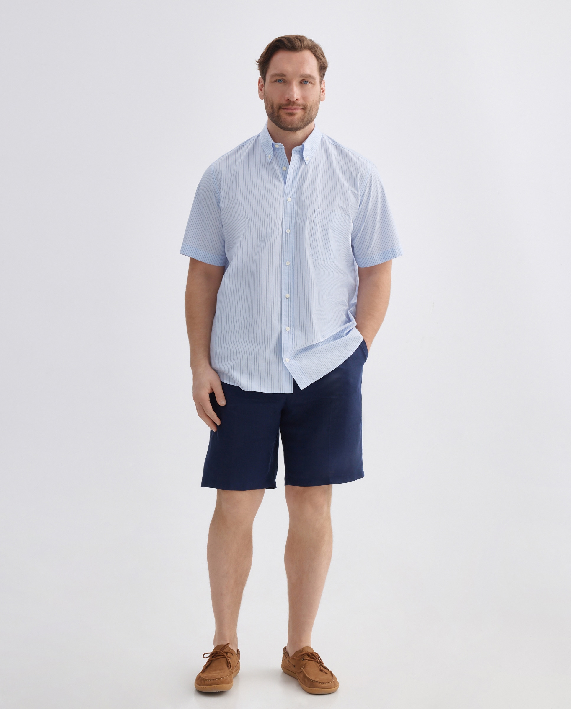 Imagem 0 de Camisa Casual de Popelina com Manga Curta Tamanhos Grandes