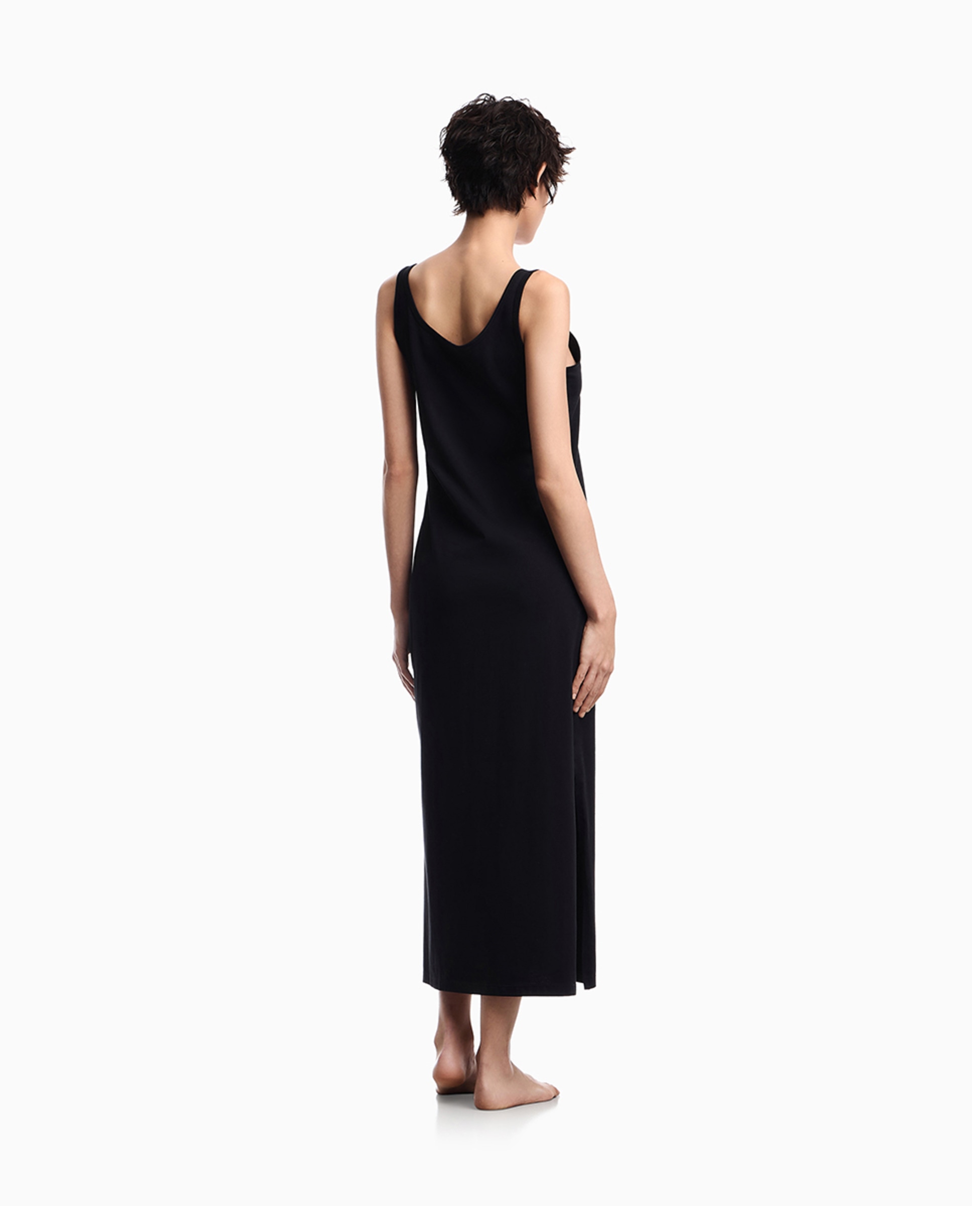 Vestido Comprido de Alças em Algodão "Everyday Cotton" Preto-2