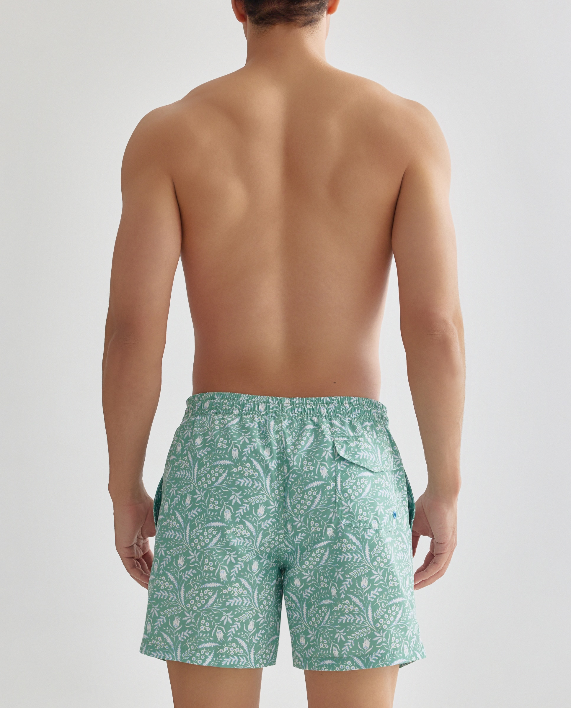 Bañador estampado ramitas hombre 500 VERDE-2