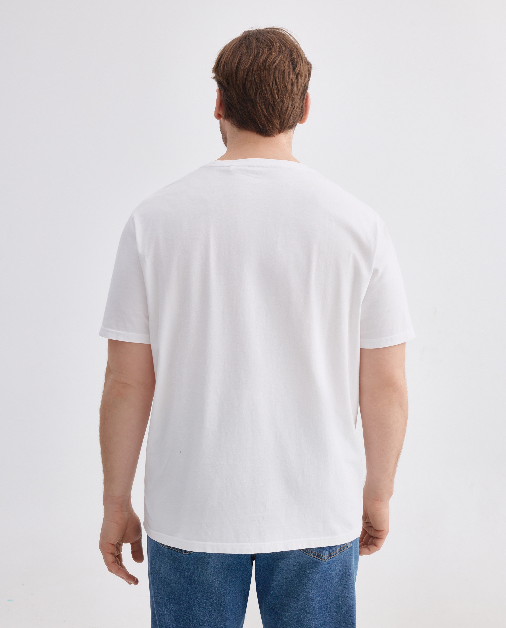 T-shirt de Manga Curta com Lavagem Tamanhos Grandes Branco-3