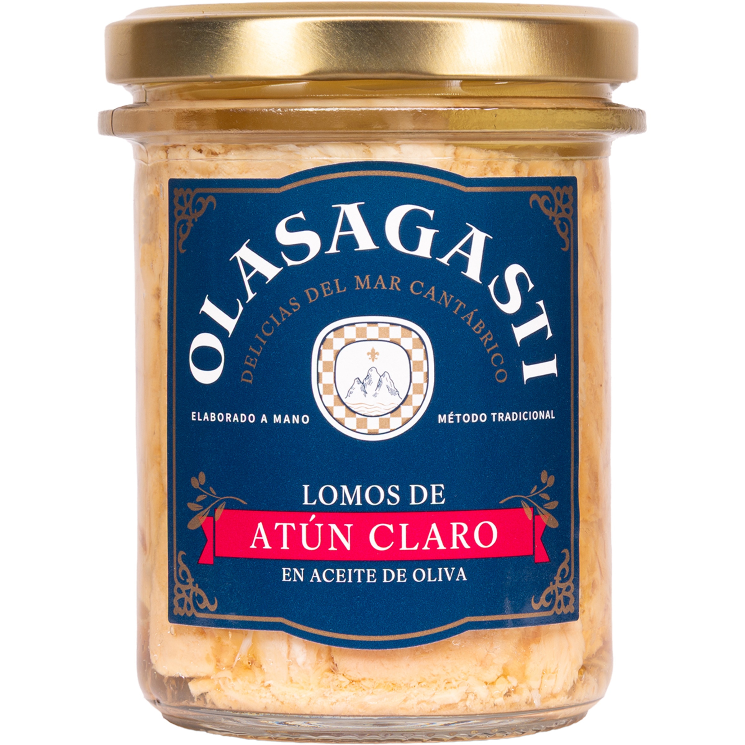 lomos de atún claro en aceite de oliva frasco 135 g neto escurrido