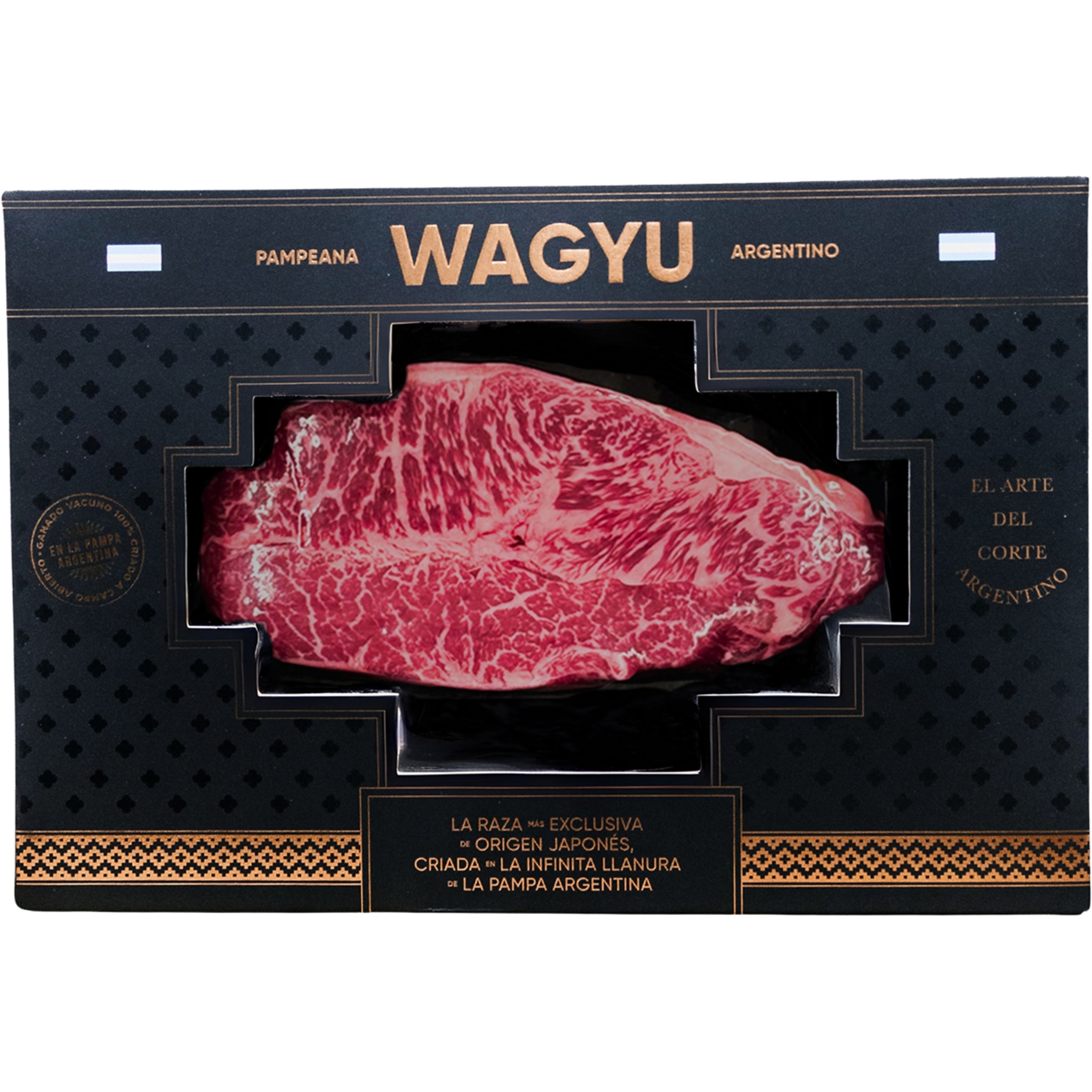 cañón de espaldilla de vacuno de raza Wagyu argentino peso aproximado bandeja 200 g