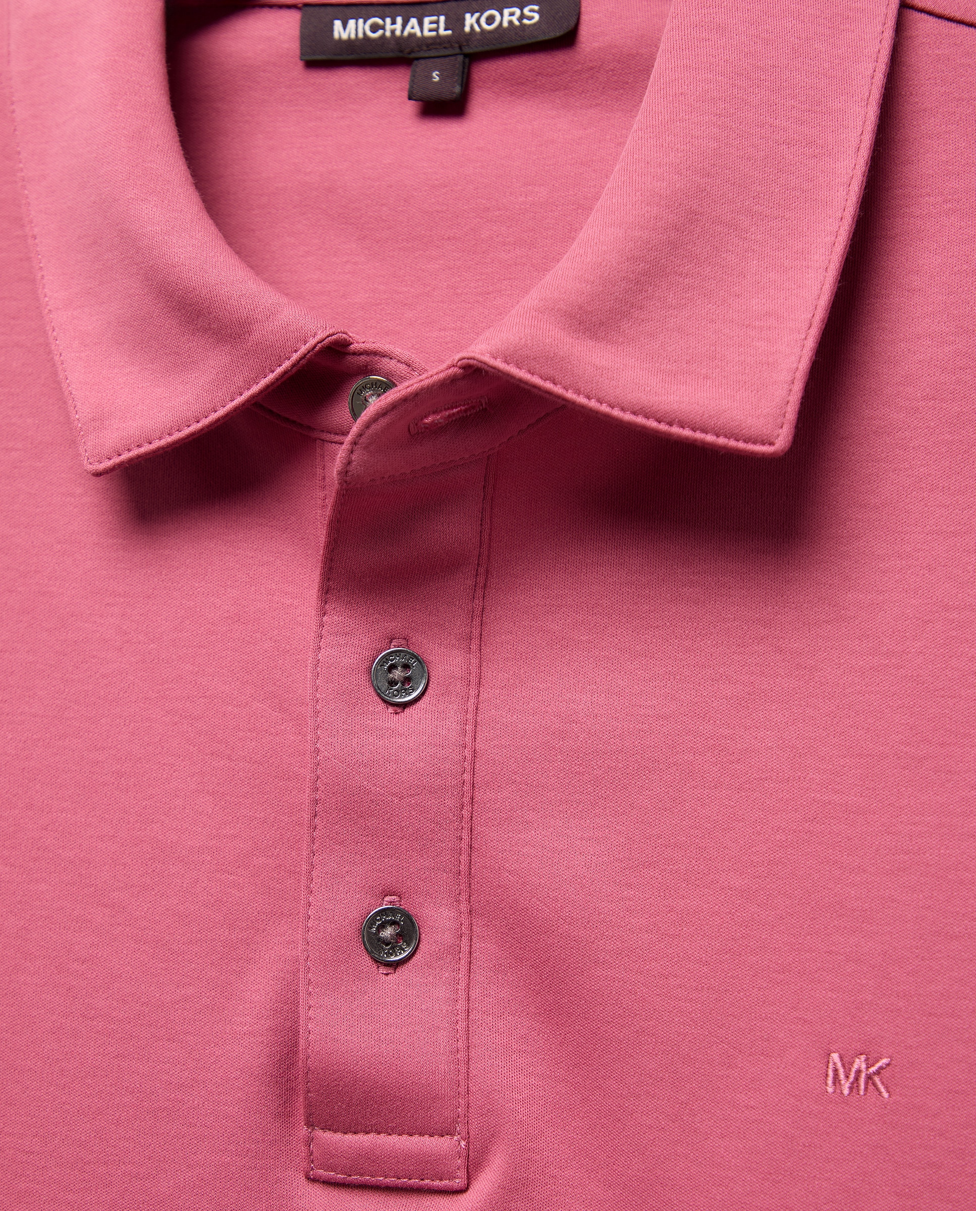 Pólo custom de algodão com logótipo bordado Rosa-4