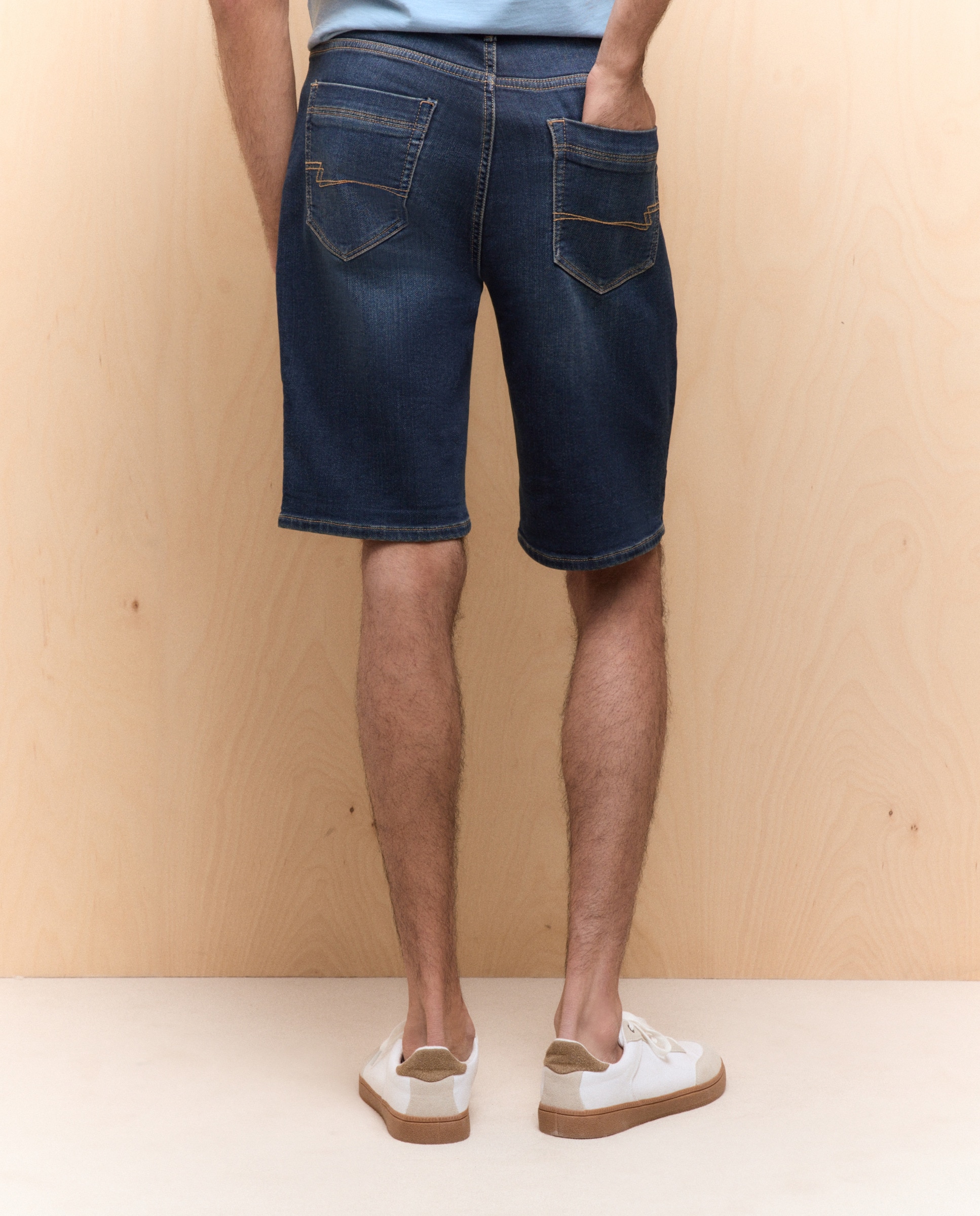 Bermudas de 5 Bolsos de Ganga Knit Azul-escuro-3