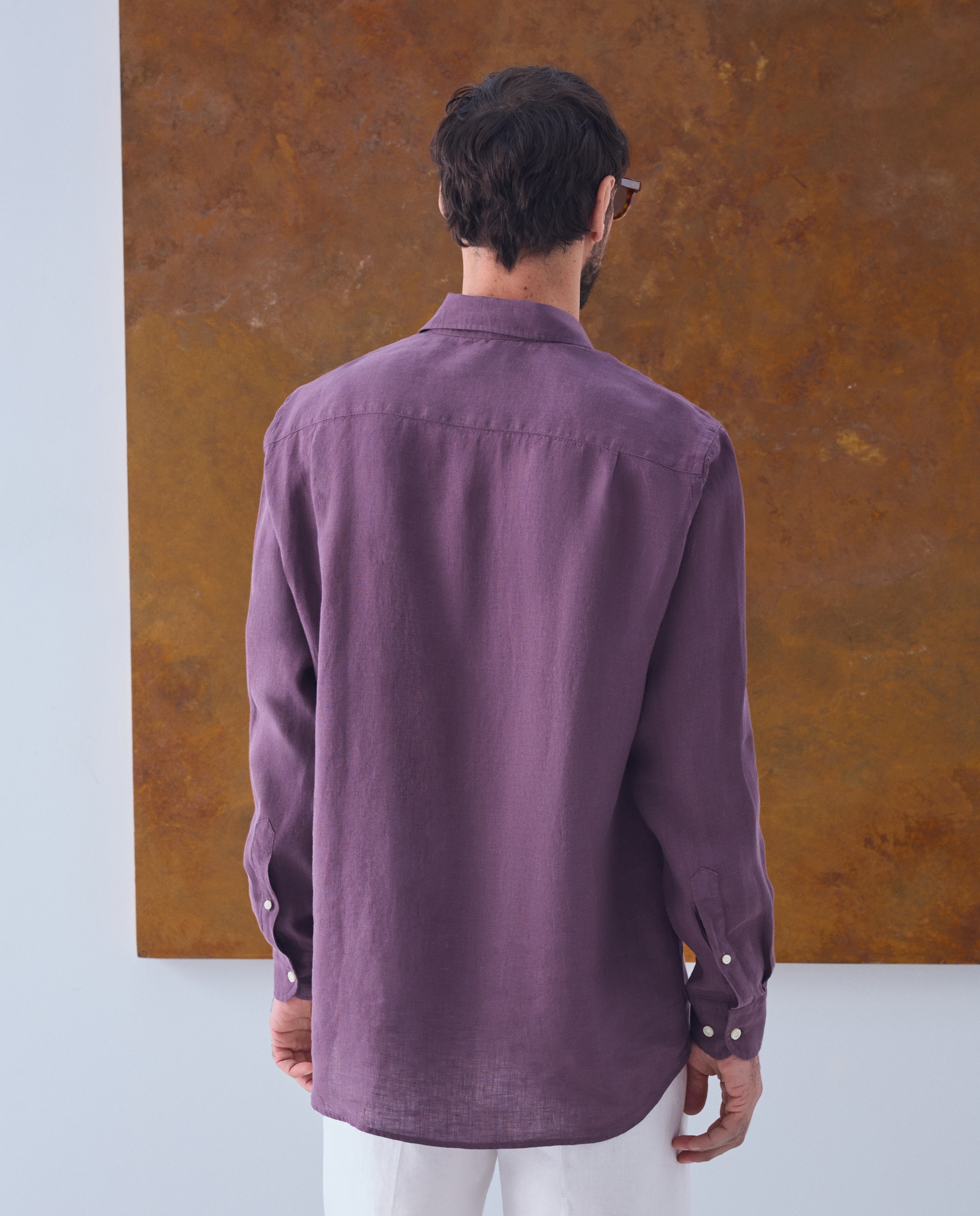 Camisa de Linho Lisa Beringela-3