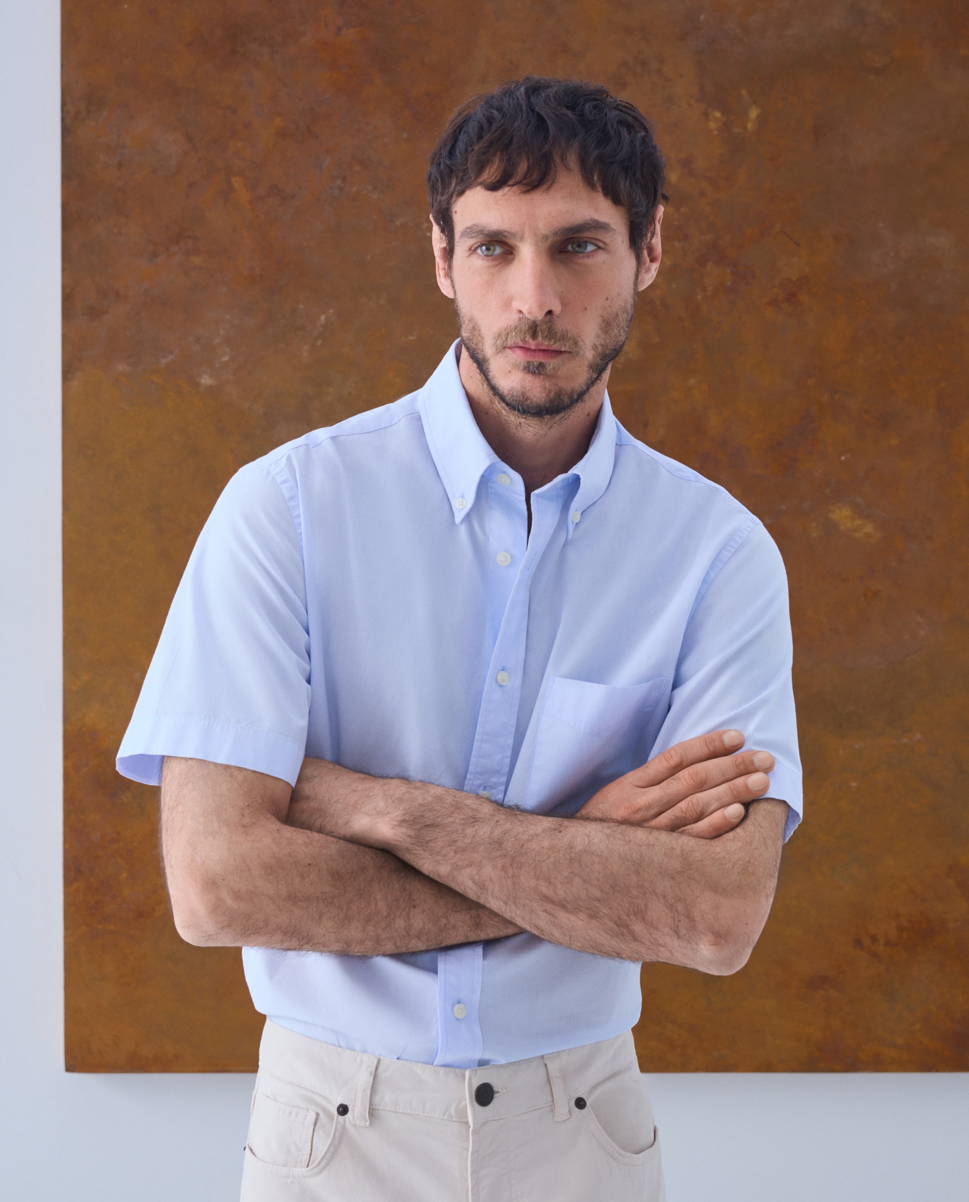 Imagem 0 de Camisa Casual de Popelina com Manga Curta