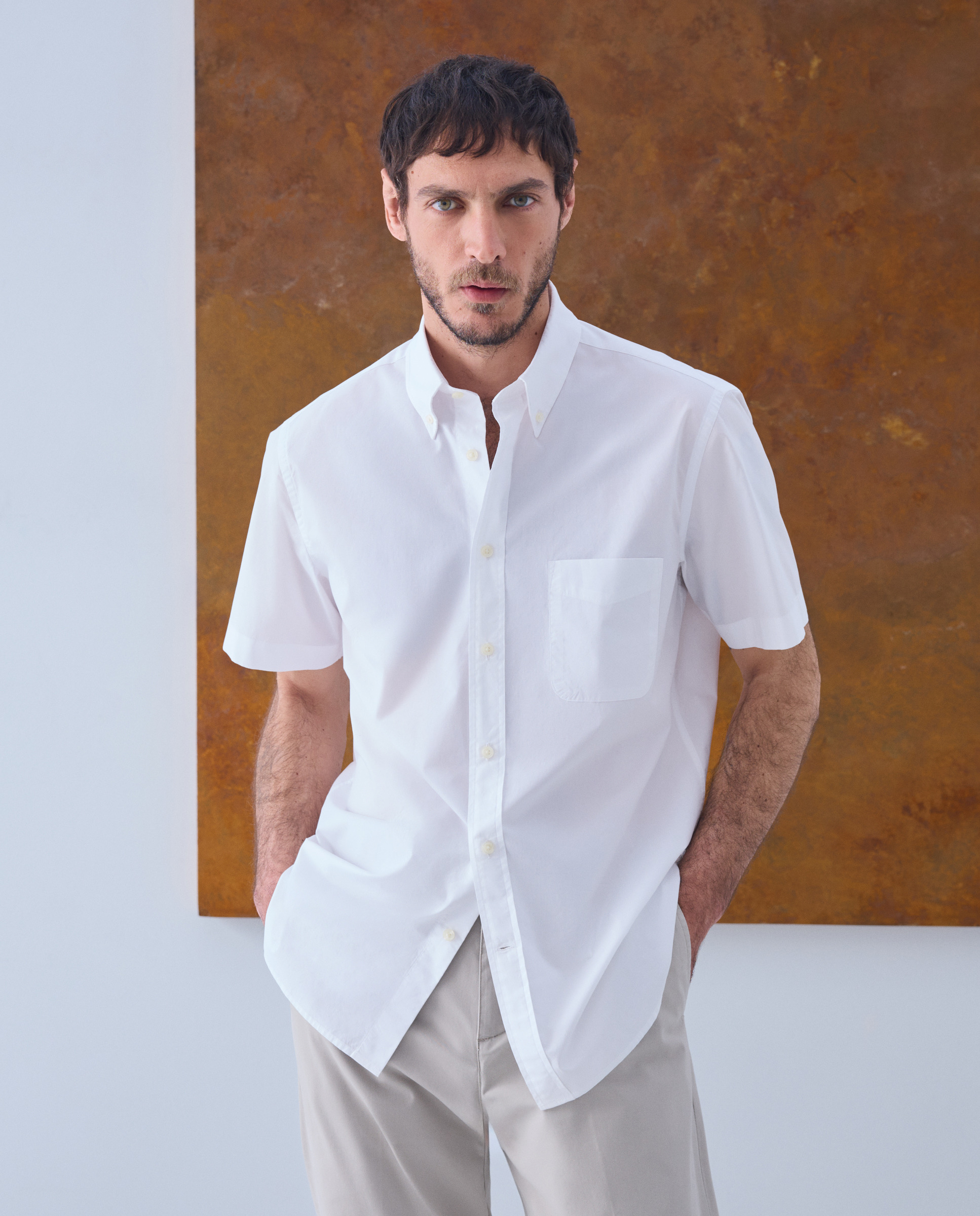 Imagem 0 de Camisa Casual de Popelina com Manga Curta