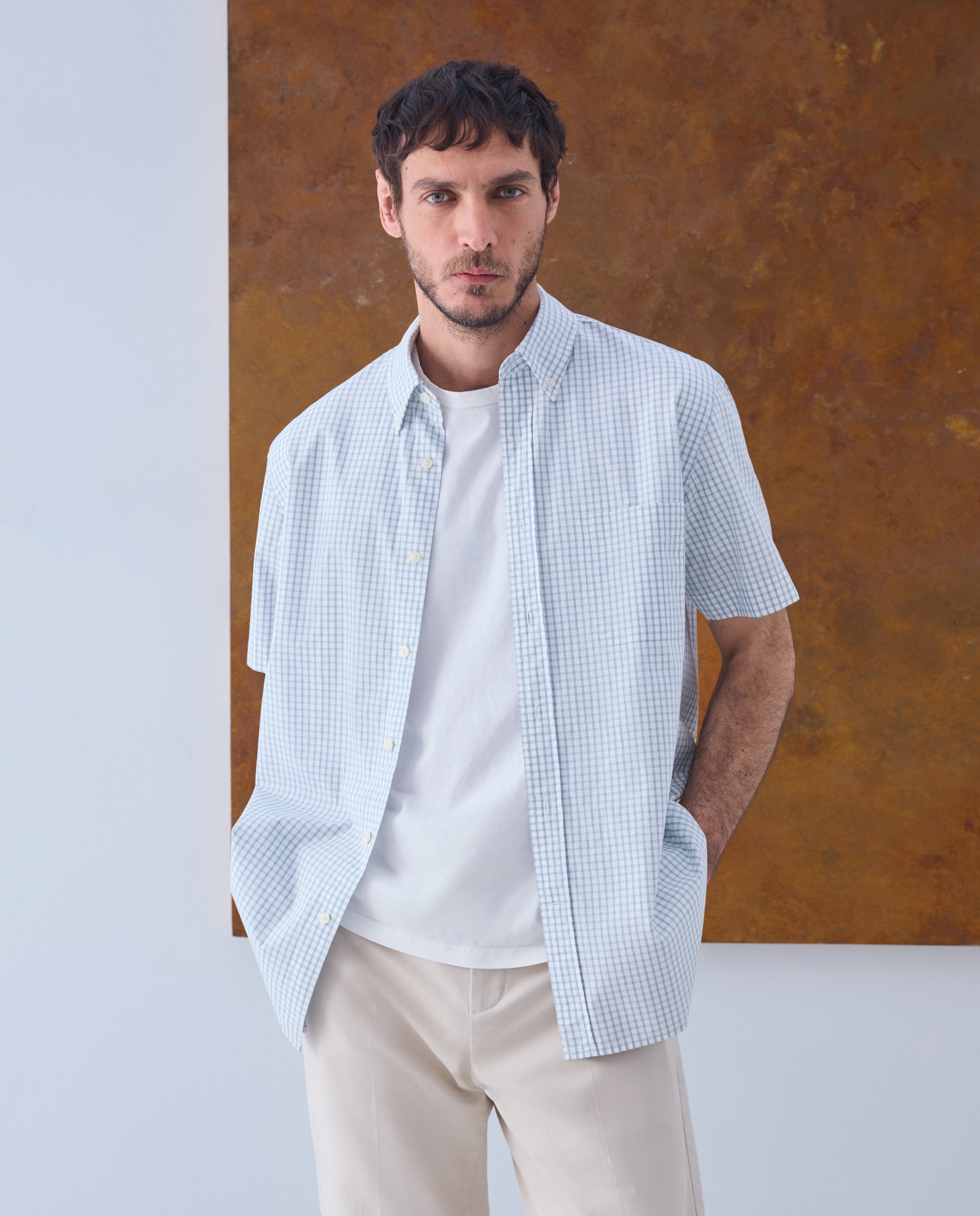 Imagem 0 de Camisa Casual de Popelina com Manga Curta