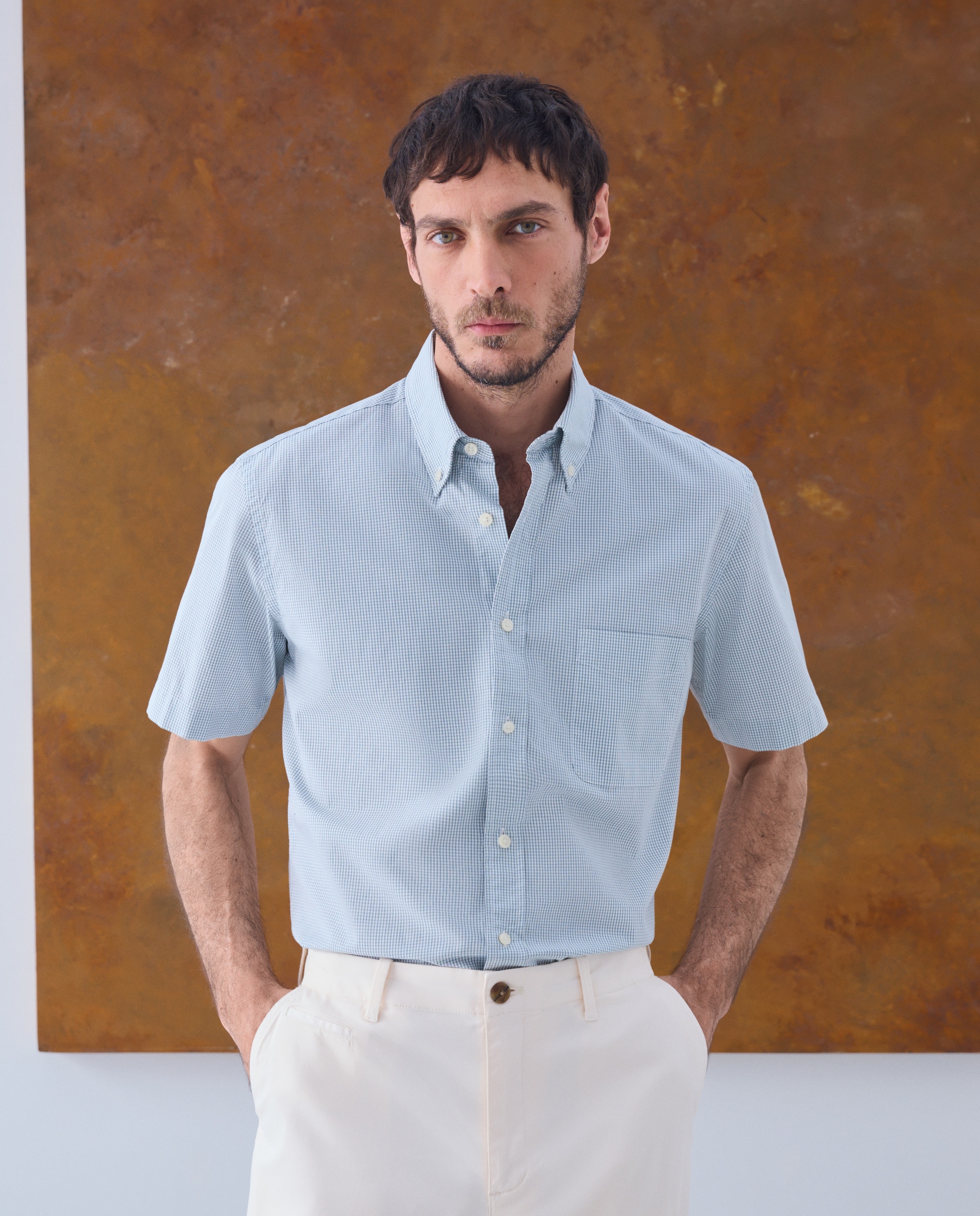 Imagem 0 de Camisa Casual de Popelina com Manga Curta