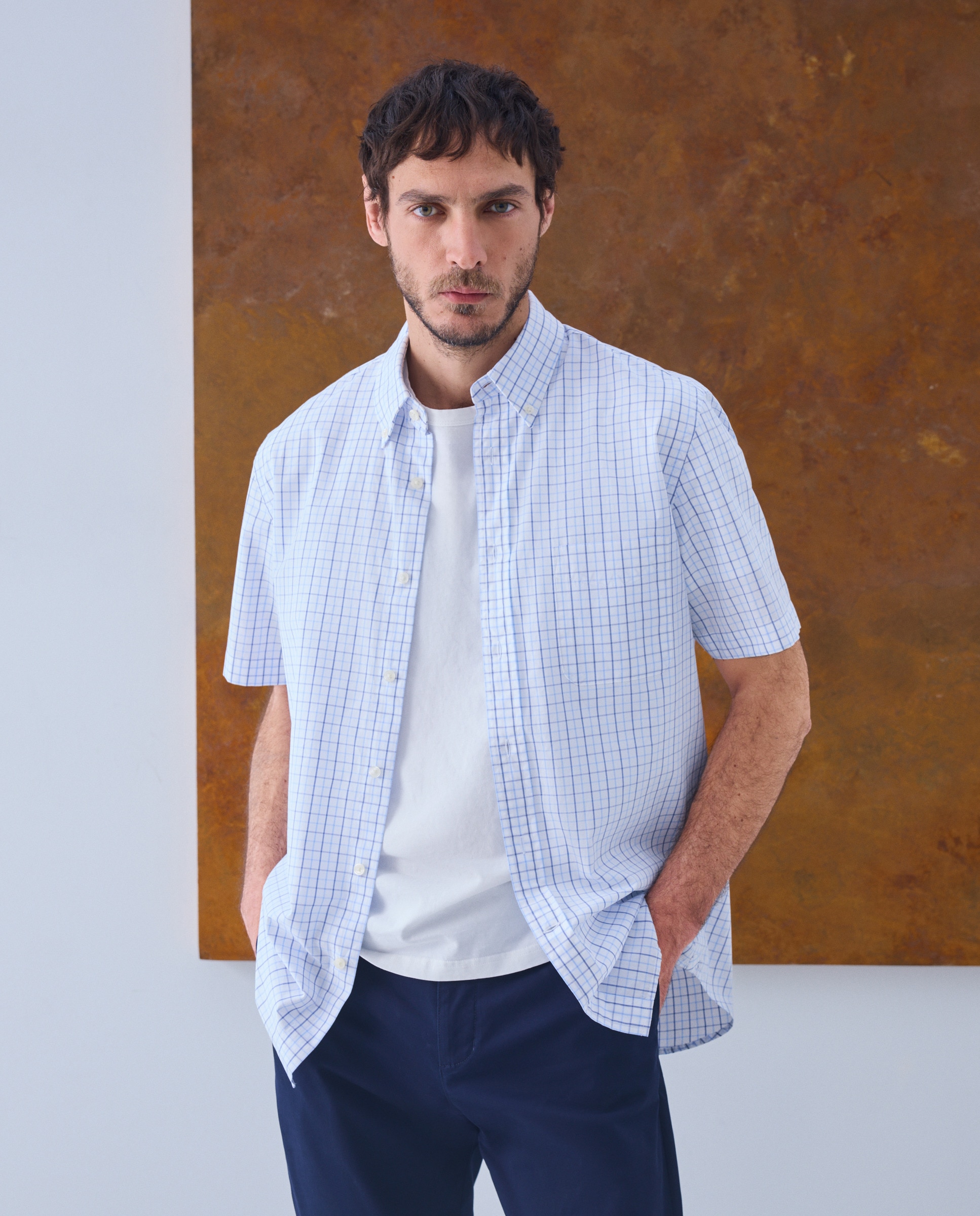 Imagem 0 de Camisa Casual de Popelina com Manga Curta