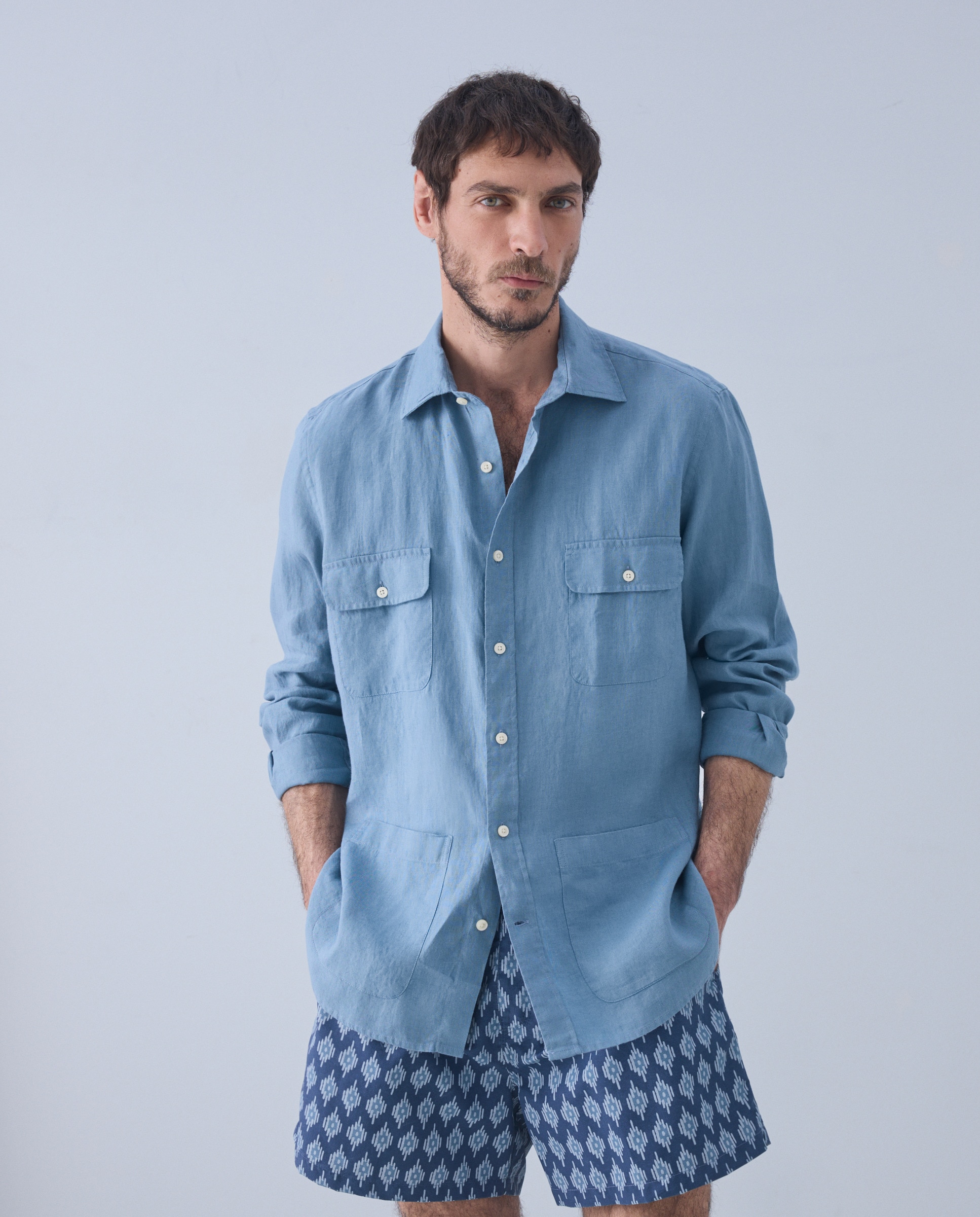 Imagem 0 de Camisa guayabera de linho, ideal para a praia